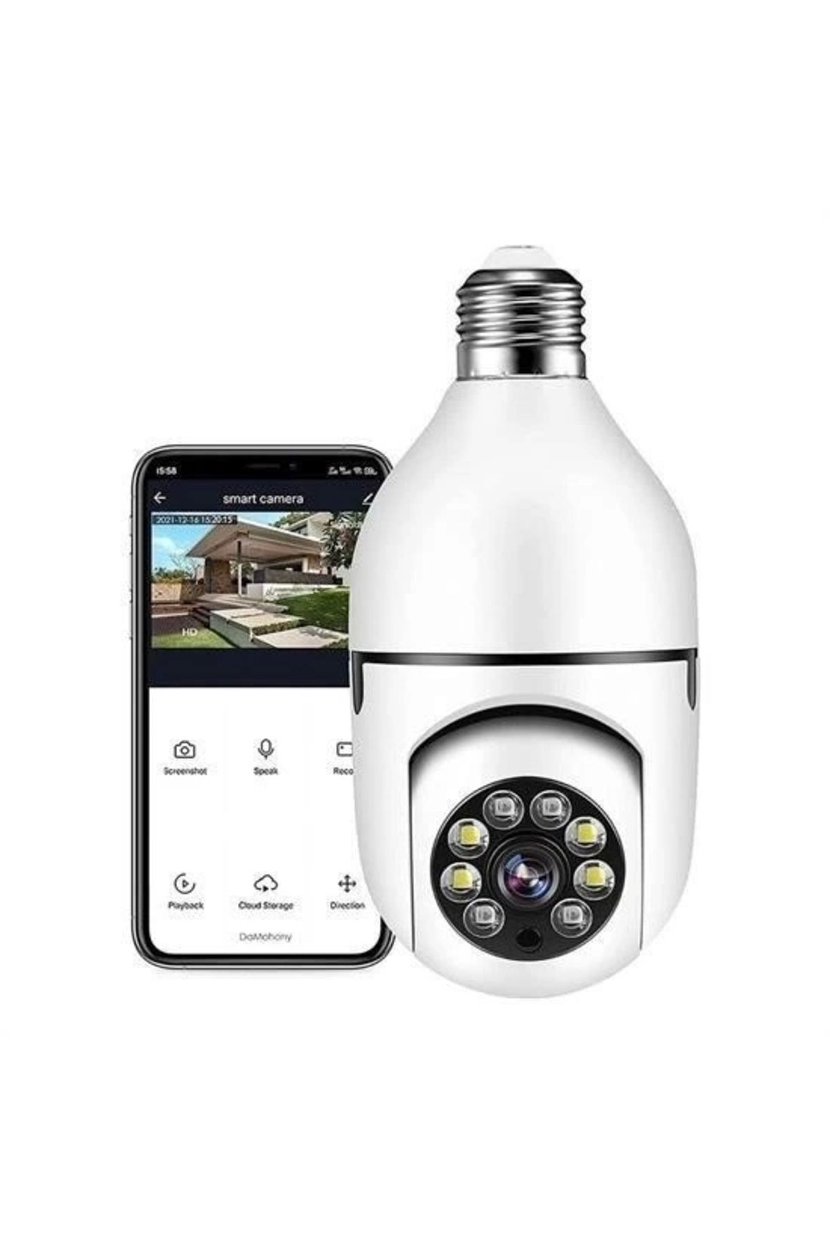 OurStyles Wifi 360 Panoramik Ampul Kamera Gece Görüş Ses Akıllı Hareket Algılayıcı
