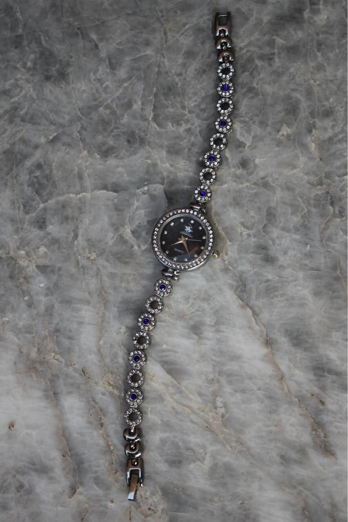 SHINELUC Bella Rosa Blue Oval Taşlı Silver Detaylı Kadın Saat