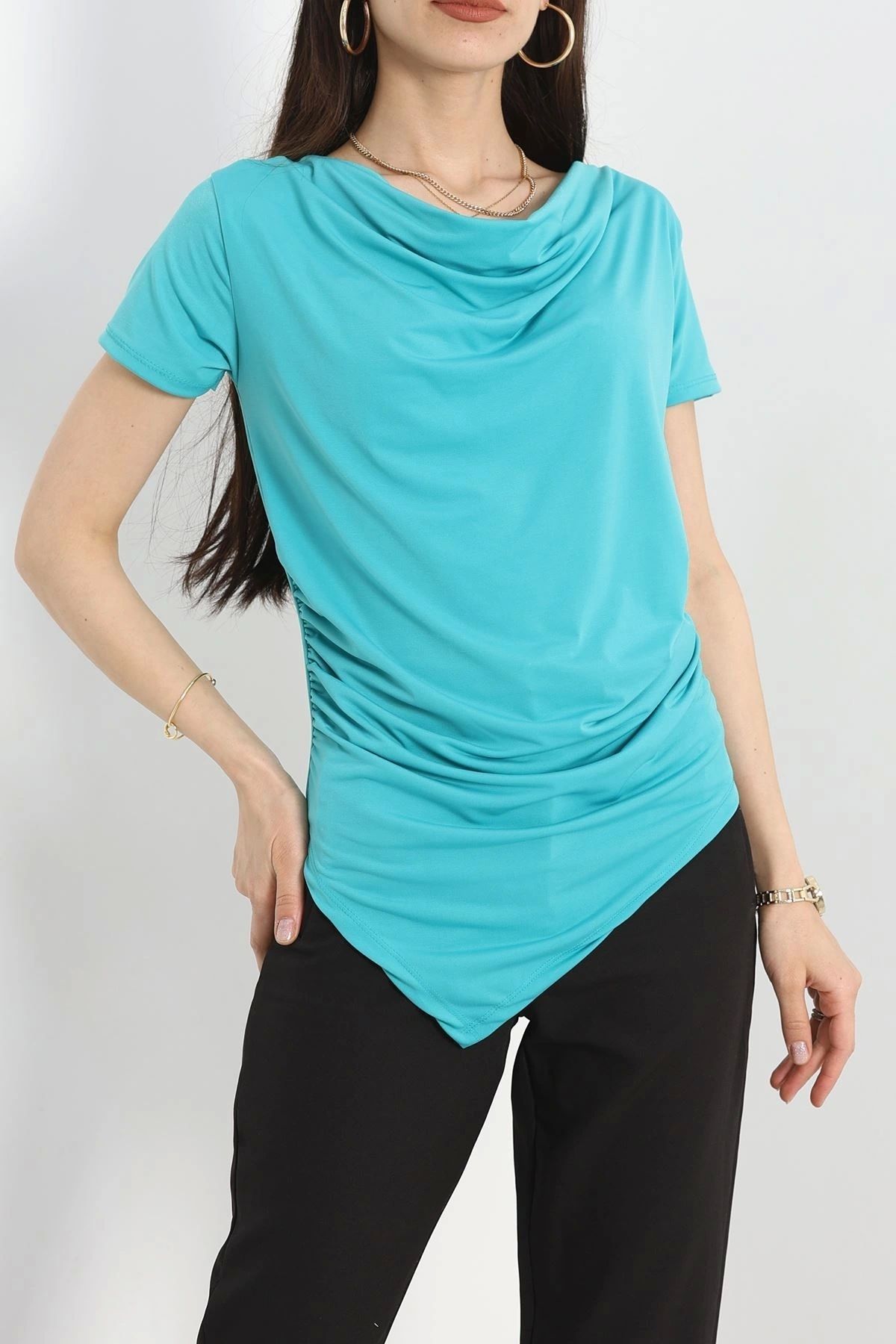 OurStyles Drape Yaka Sandy Bluz Acıkahve - 70256.1949.