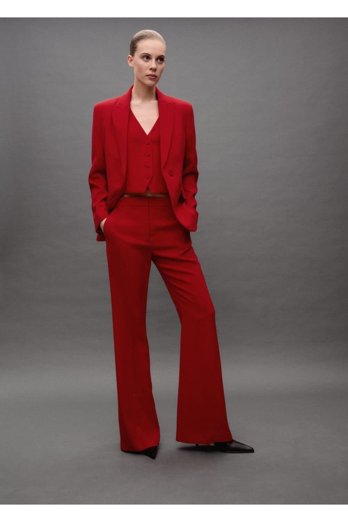 MANGO Woman-Wideleg szövet nadrág 5