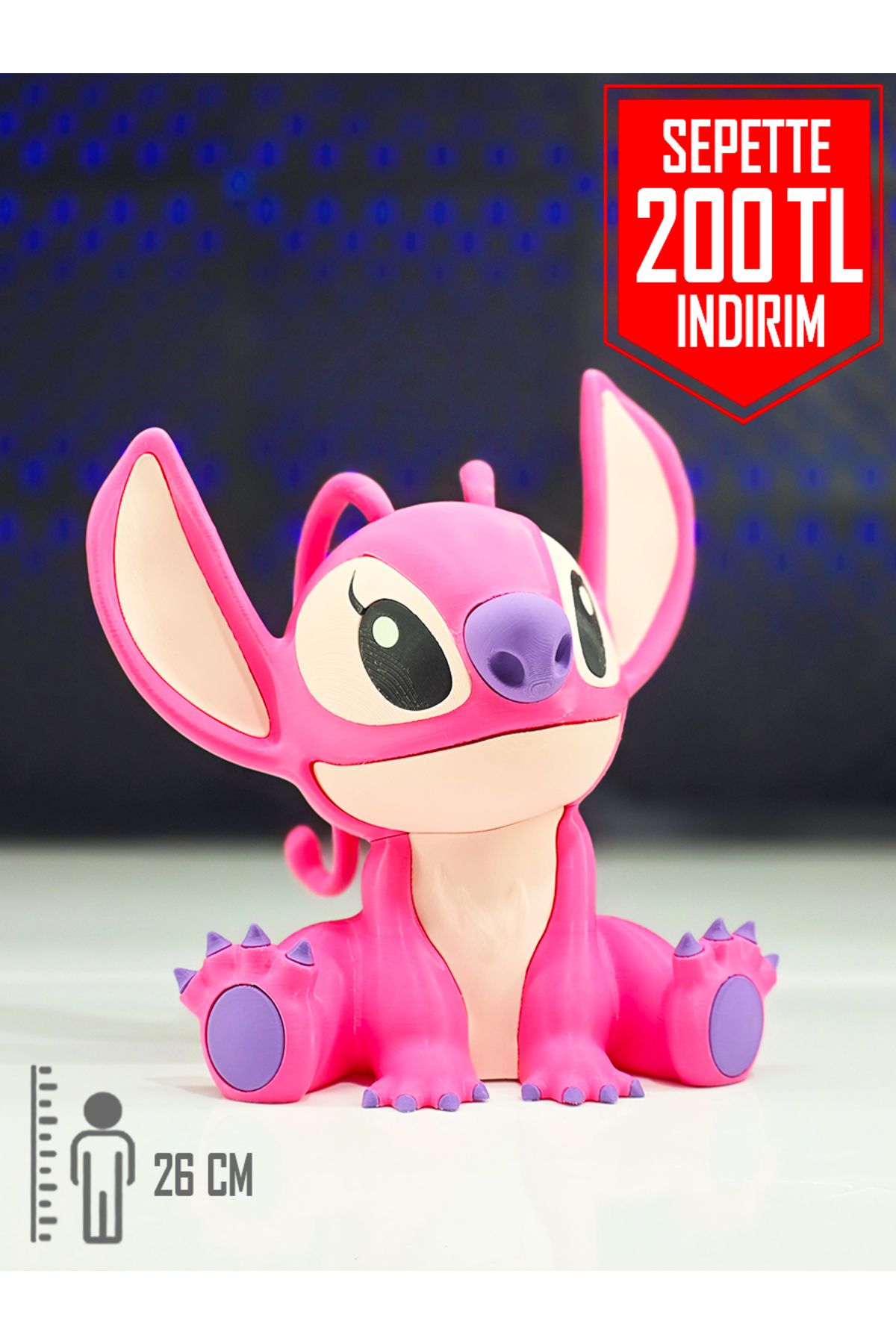 Suelo Butik DEV BOY! 26Cm Angel Figürü Stiç ve Lilo Filmi Karakterleri Figür Oyuncakları (1 Adet)