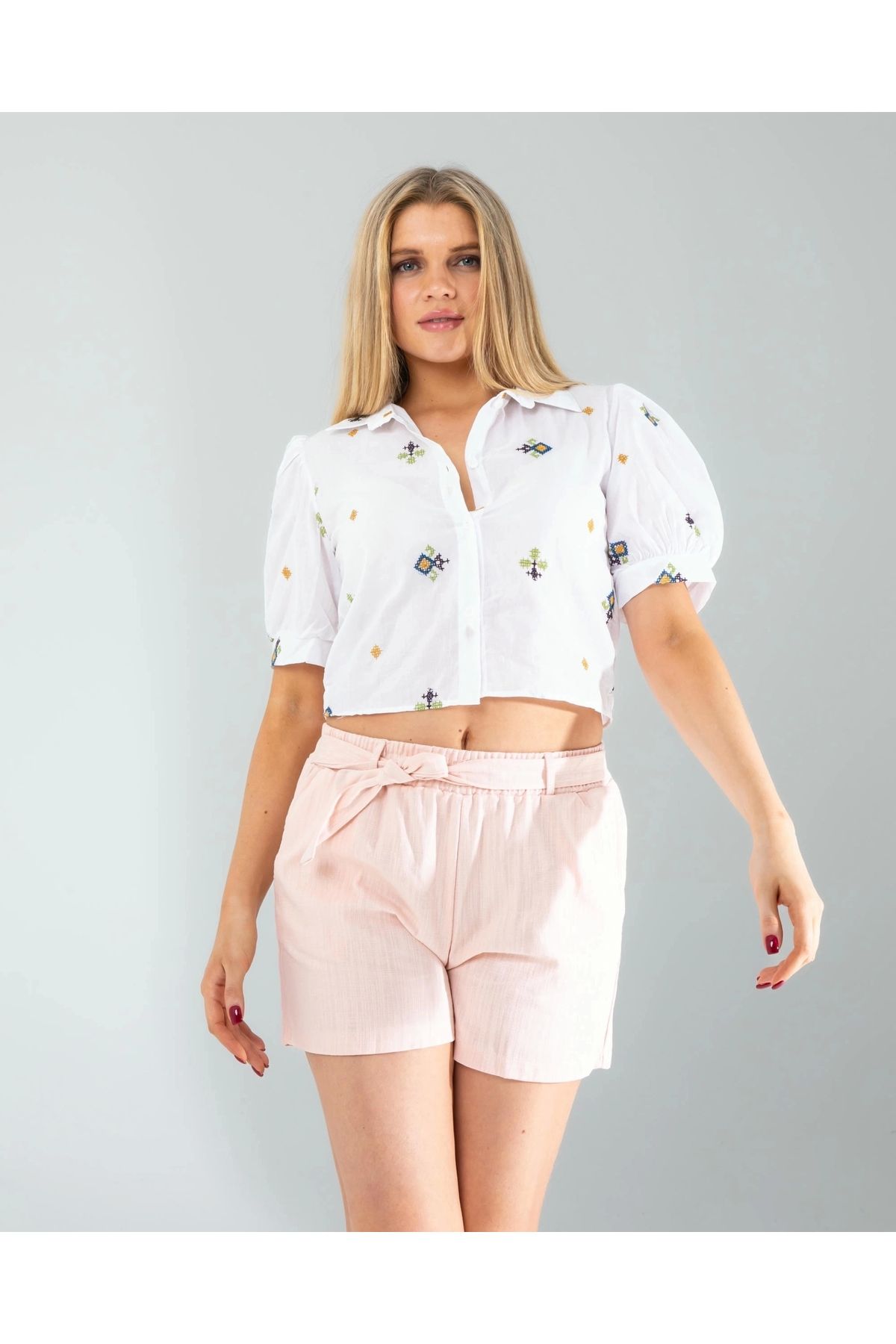 OurStyles Etnik Desen Nakışlı Gömlek