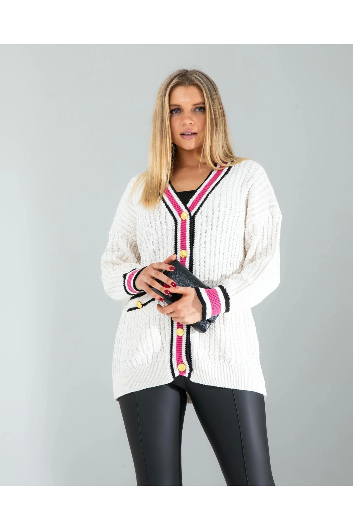 OurStyles Çizgi Detay Triko Hırka