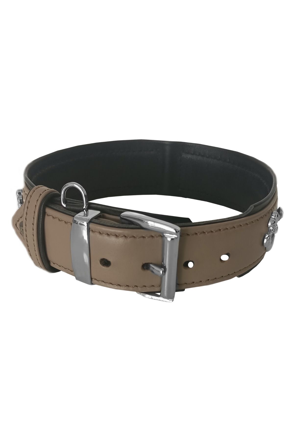 Angoravi Deri Doğal Taşlı Köpek Boyun Tasması 28-33 cm X-Small Taba