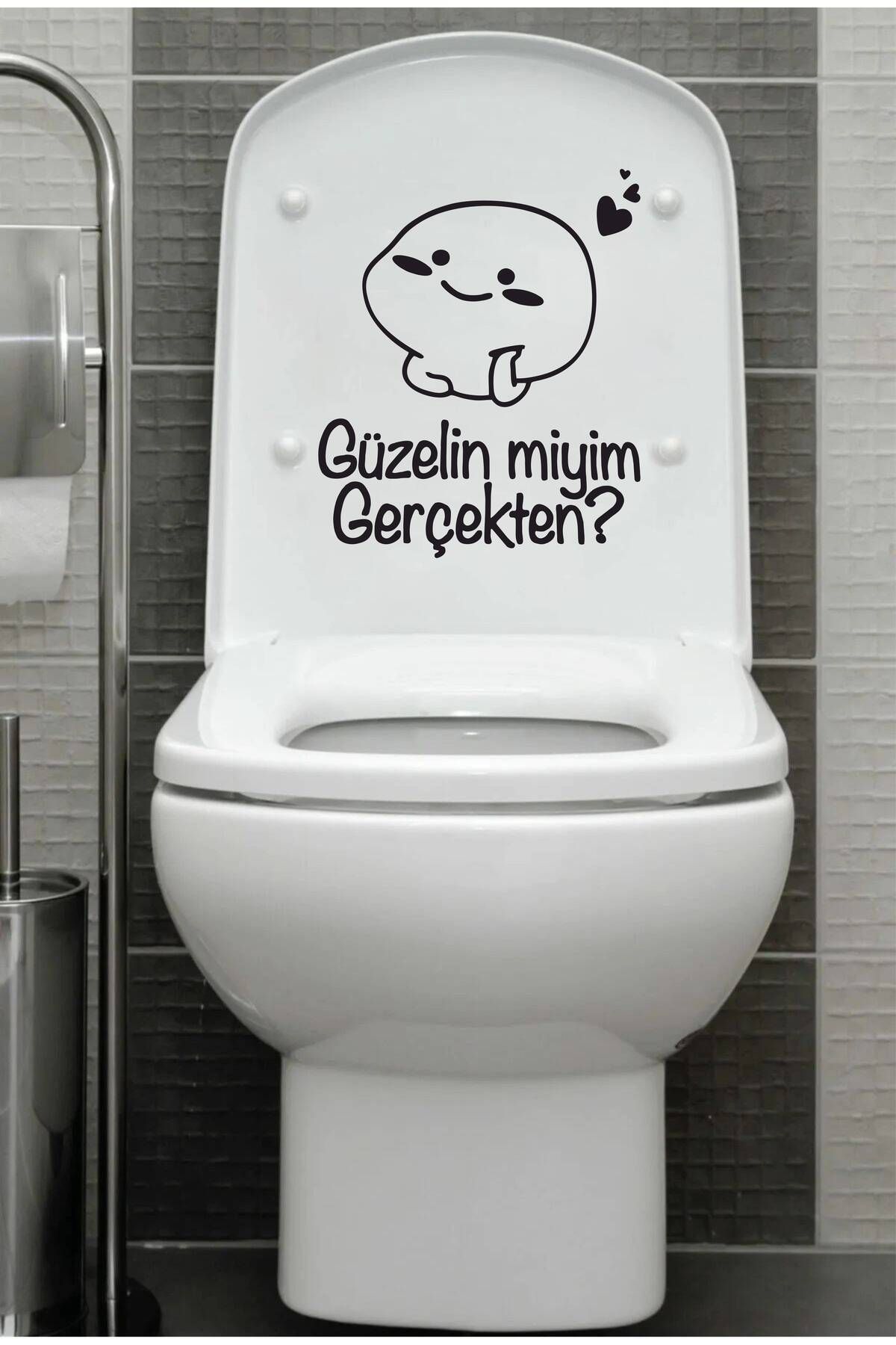hediyenebak Güzelin Miyim Gerçekten | Klozet Kapağı Banyo Wc Sticker 23x27 cm