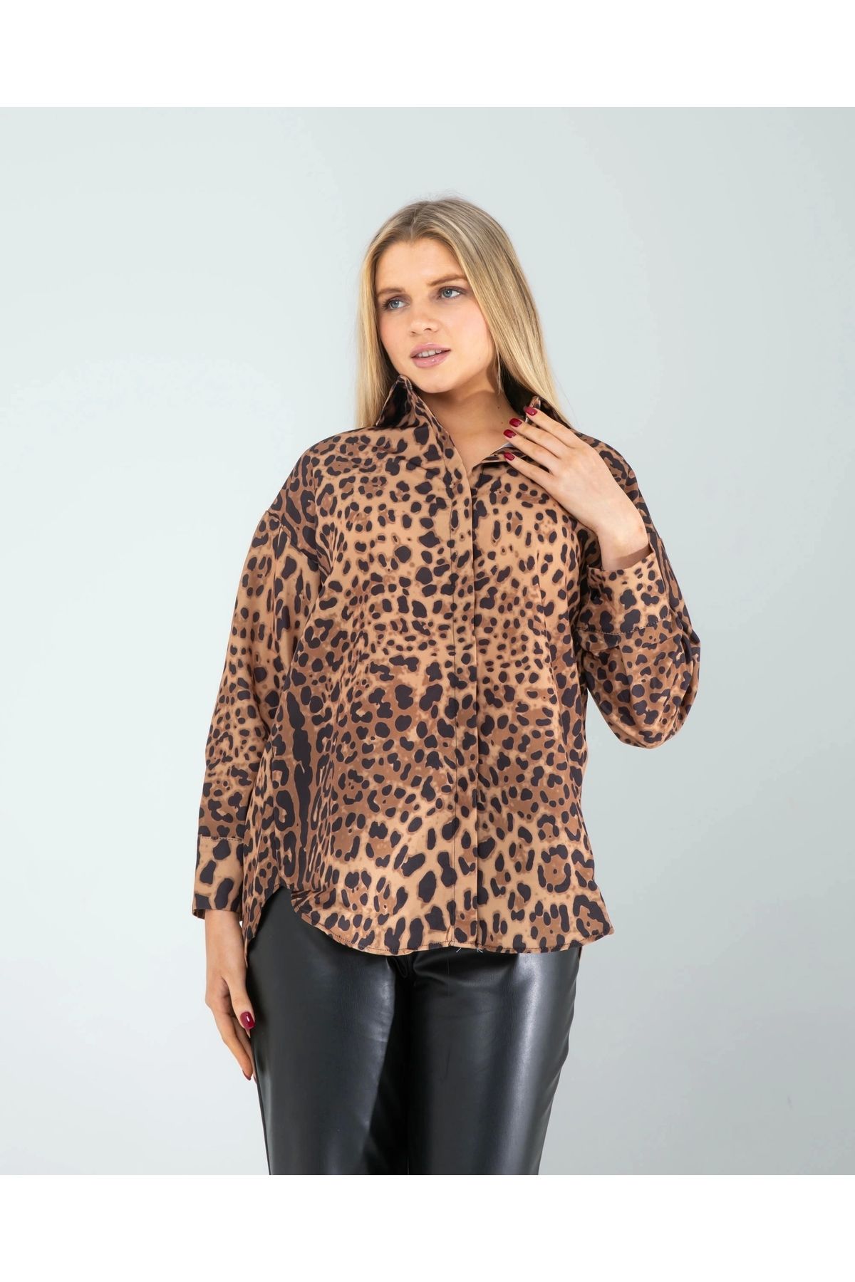 OurStyles Leopar Desen Gömlek