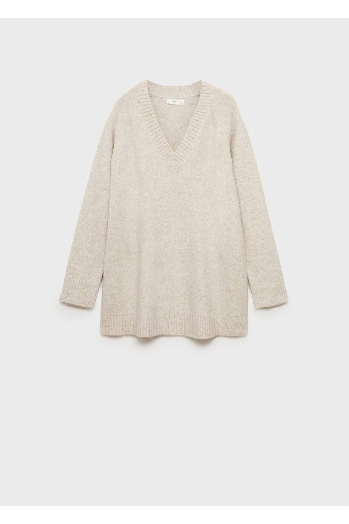 MANGO Woman-V-Neck Straight Knitwear Sweater 2