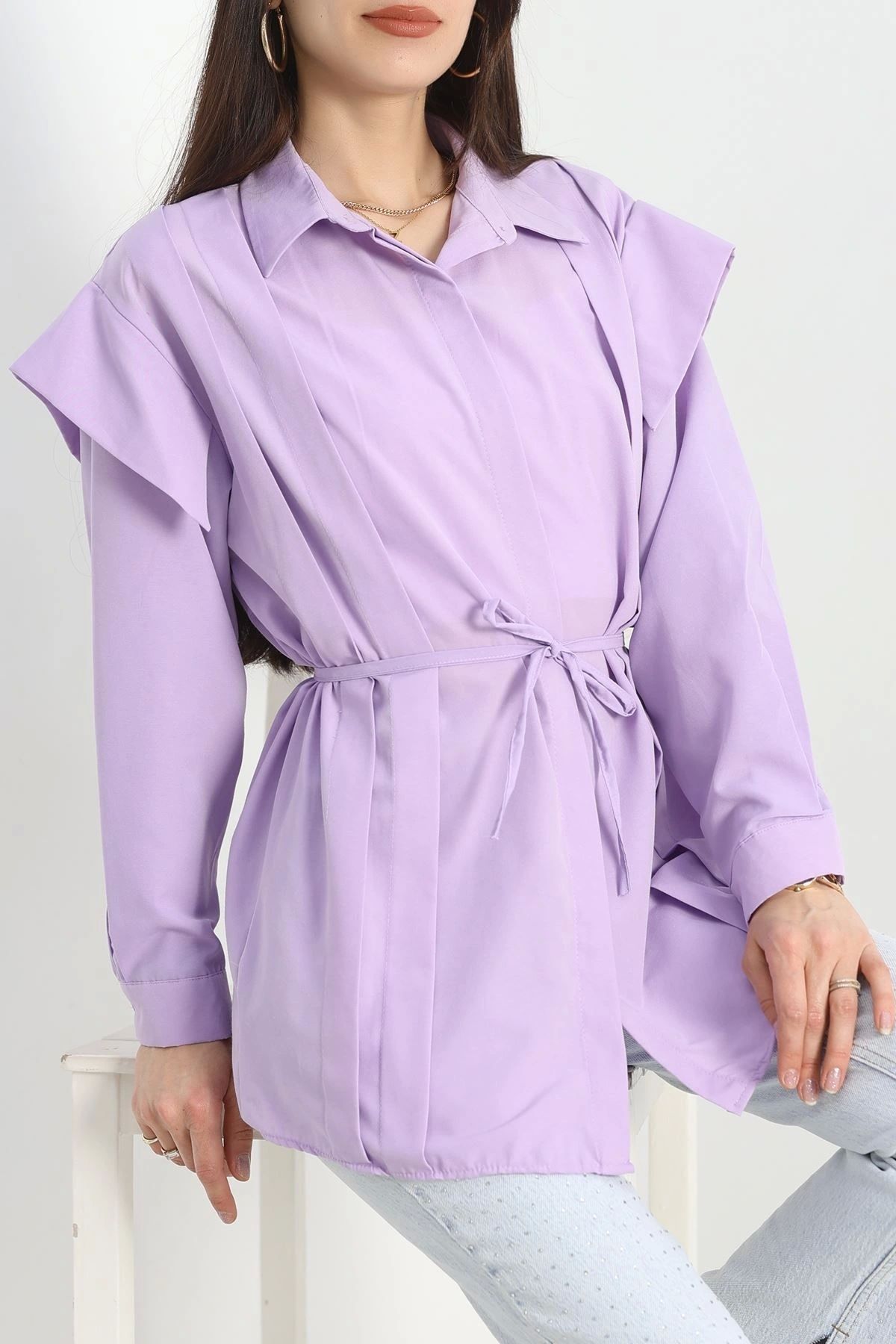 OurStyles Omuz Detaylı Gömlek Beyaz - 50336.255.