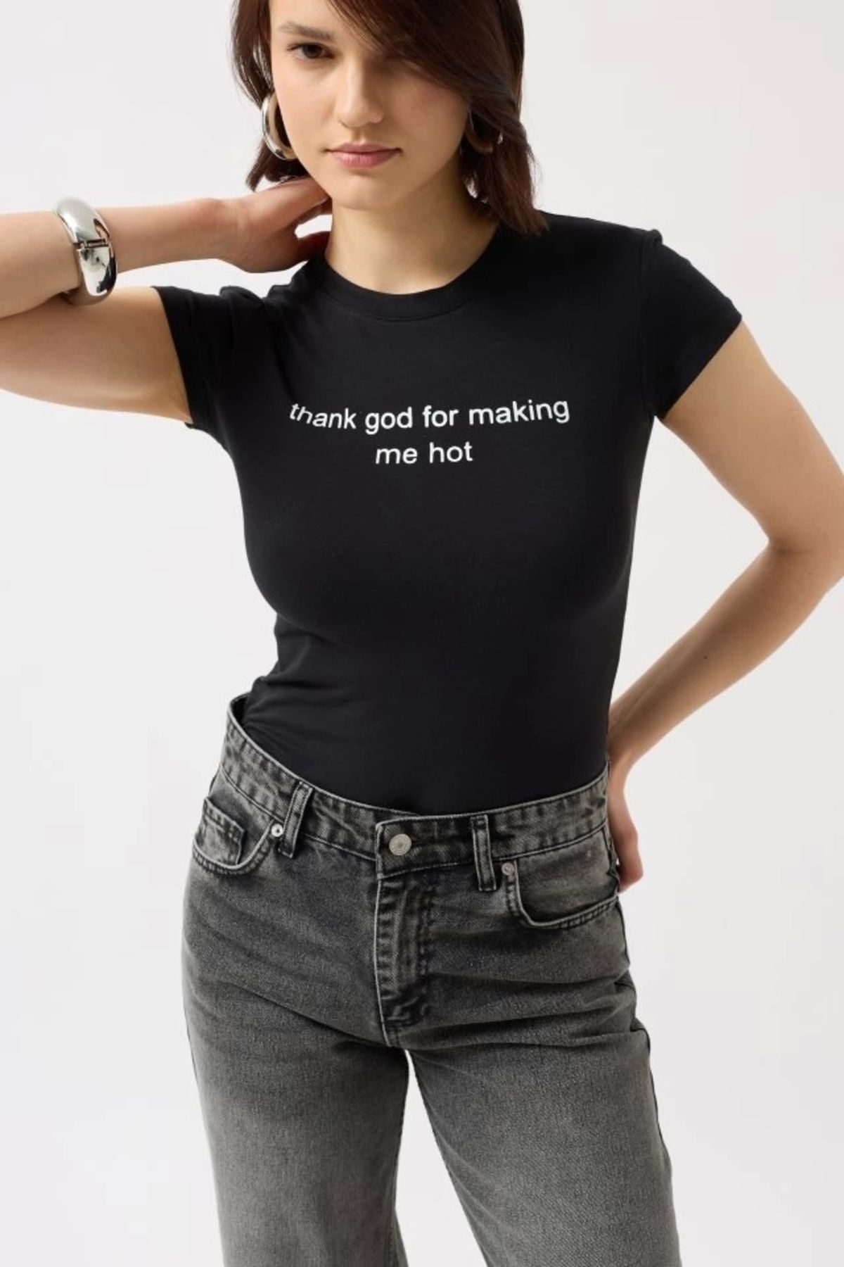Kaplan Baskılı Likralı Crop T-Shirt