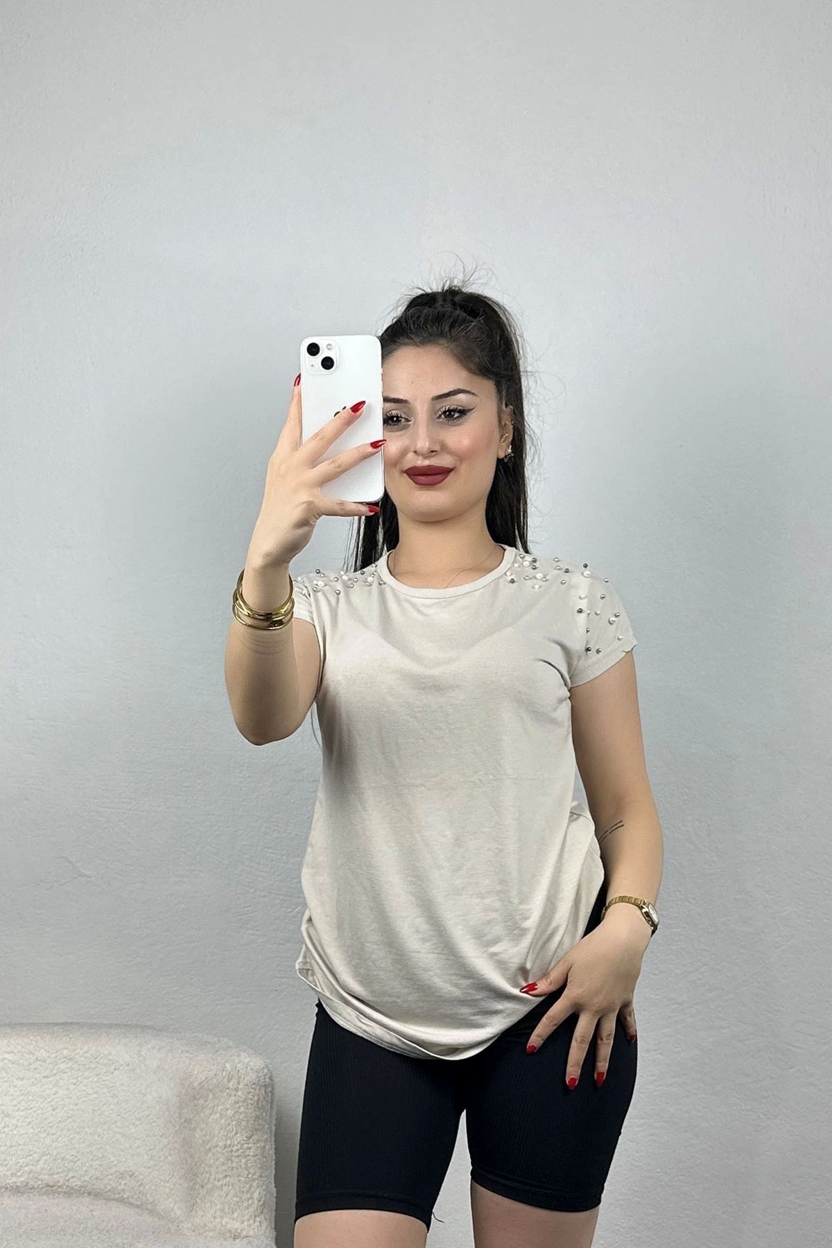 OurStyles Omuz İnci Detay Viskon Bluz Siyah - 40666.599.