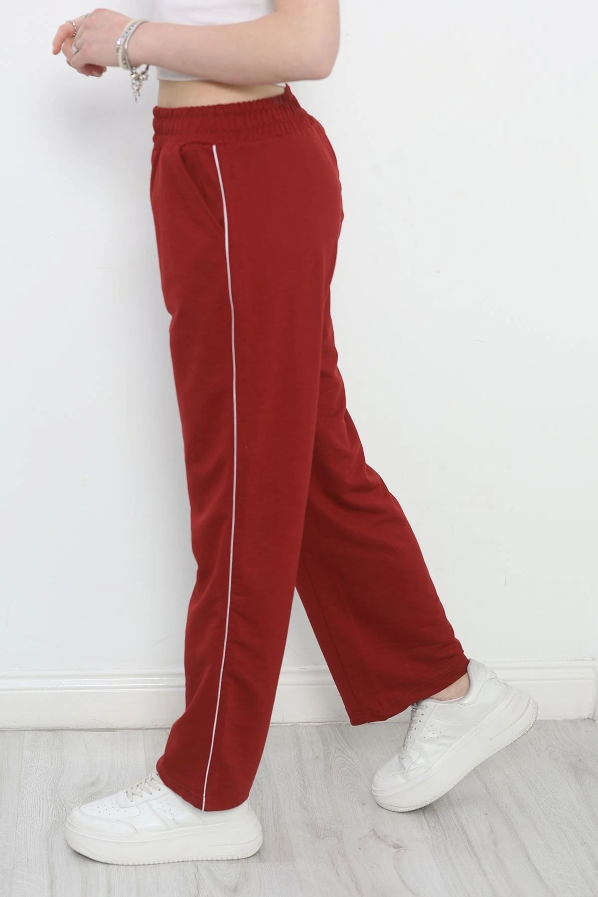 OurStyles 2 İplik Biyeli Palazzo Eşofman Altı Bordo - 30106.1878.