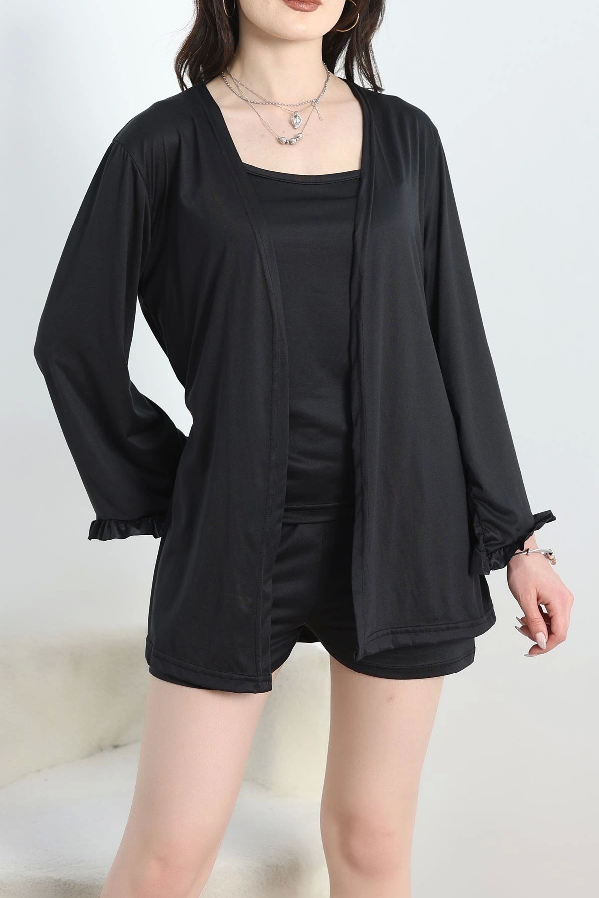 OurStyles Milan Kumaş 3'Lü Set Şort Takım Kırmızıekru - 70104.1857.