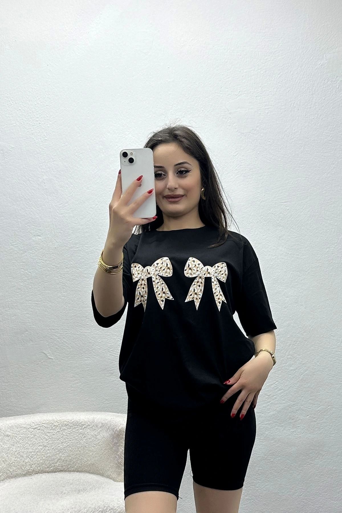 OurStyles Lüx Penye Baskılı Oversize Tişört Lila - 30528.1878.