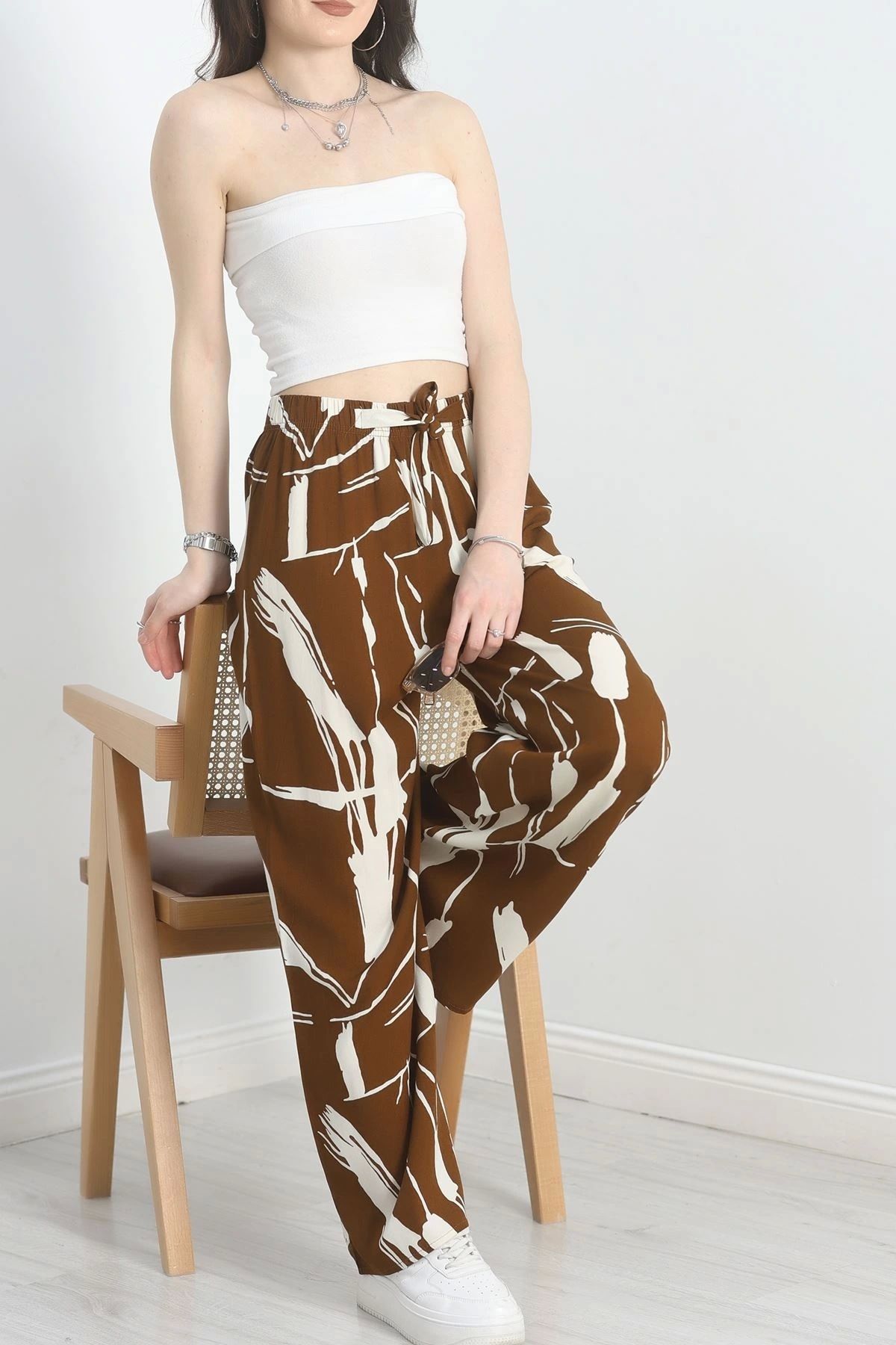 OurStyles Desenli Dokuma Pantolon Kahvepetrol - 12333.1095.