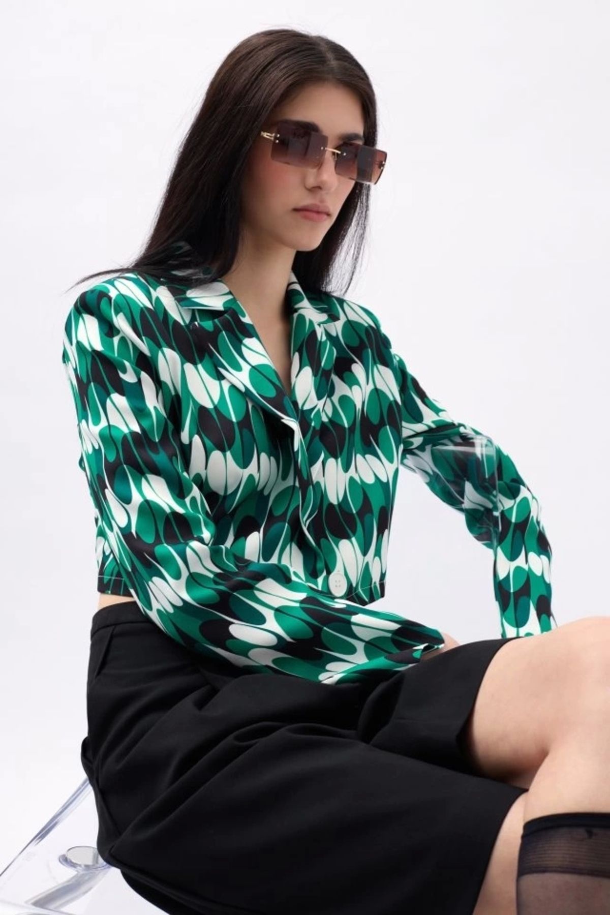 Kaplan Desenli Crop Ceket
