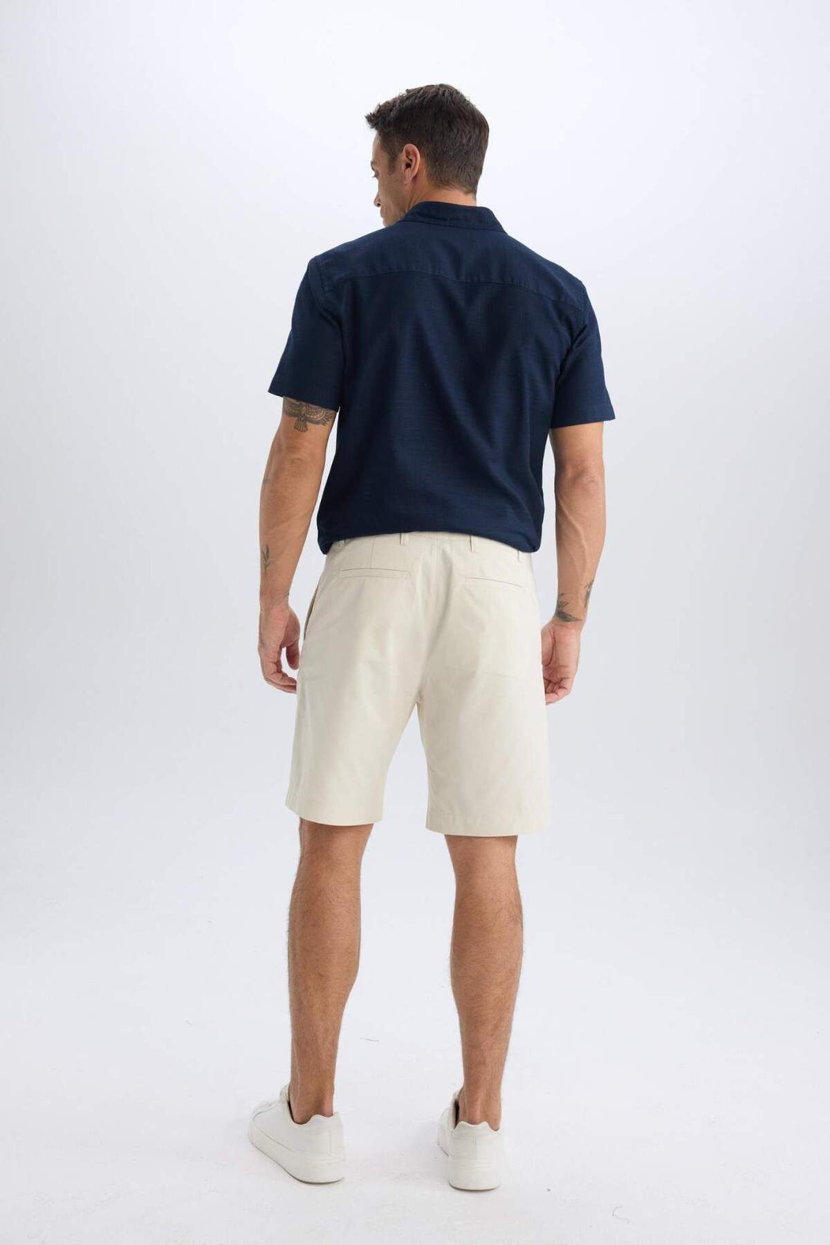 DeFacto-100% Cotton Regular Fit Gabardine Bermuda Shorts C7684Ax25Sp 7
