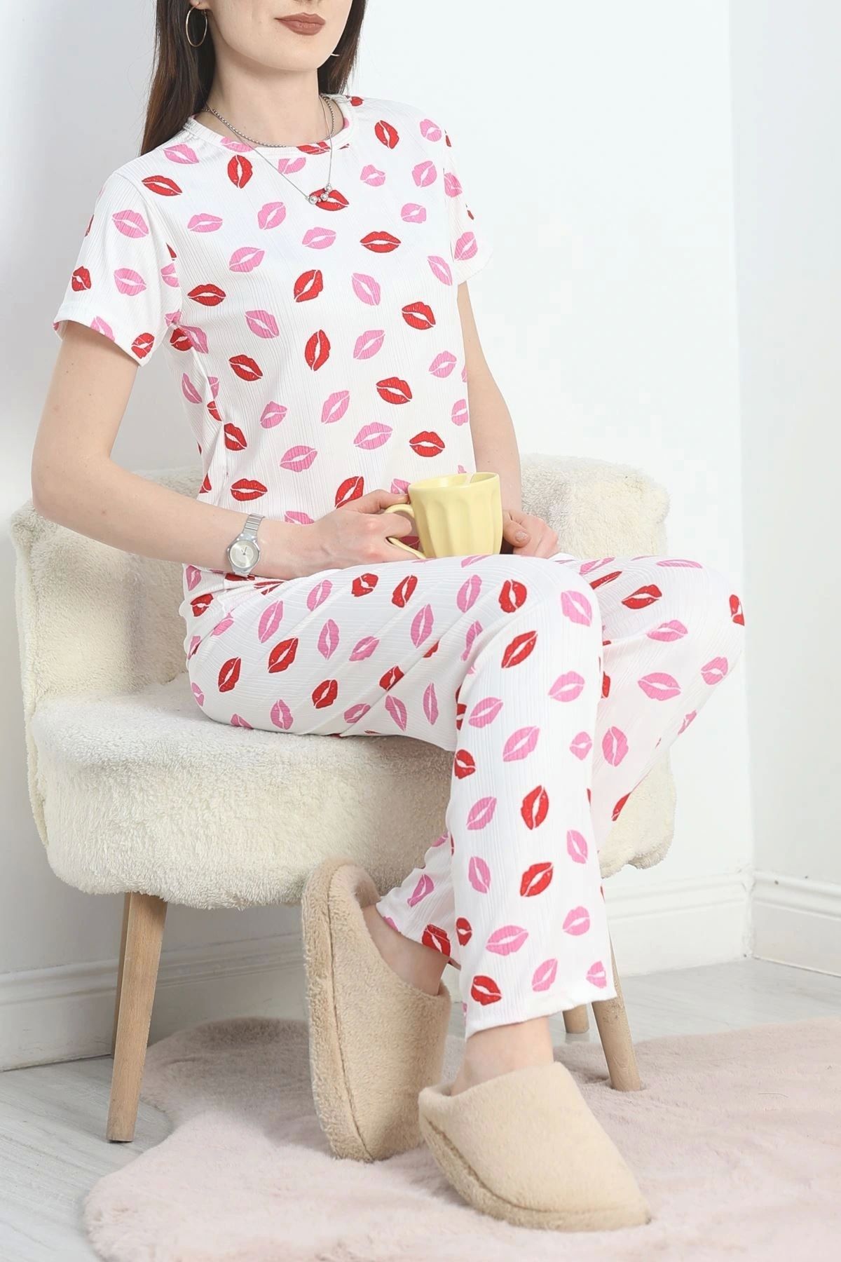 OurStyles Alt Üst Aynı Pegasus Pijama Takımı Beyazkiraz - 50419.1048.