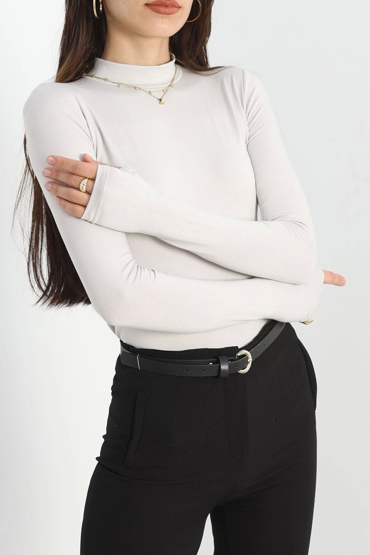OurStyles Dik Yaka Parmak Geçmeli Viskon Body Bordo - 40076.599.