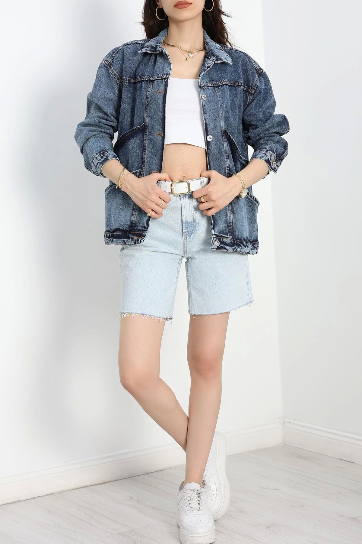 OurStyles Oversize Kot Ceket Açık Mavi4 - 10002.1778.