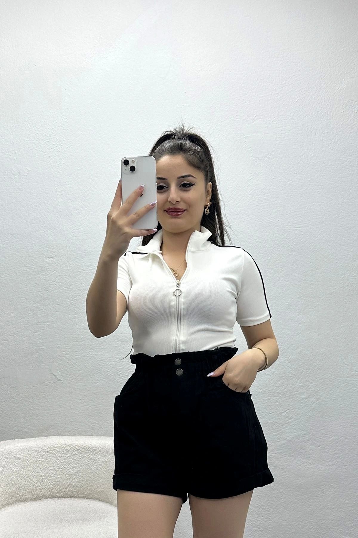 OurStyles Şerit Detay Fermuarlı Body Siyah - 70258.224.