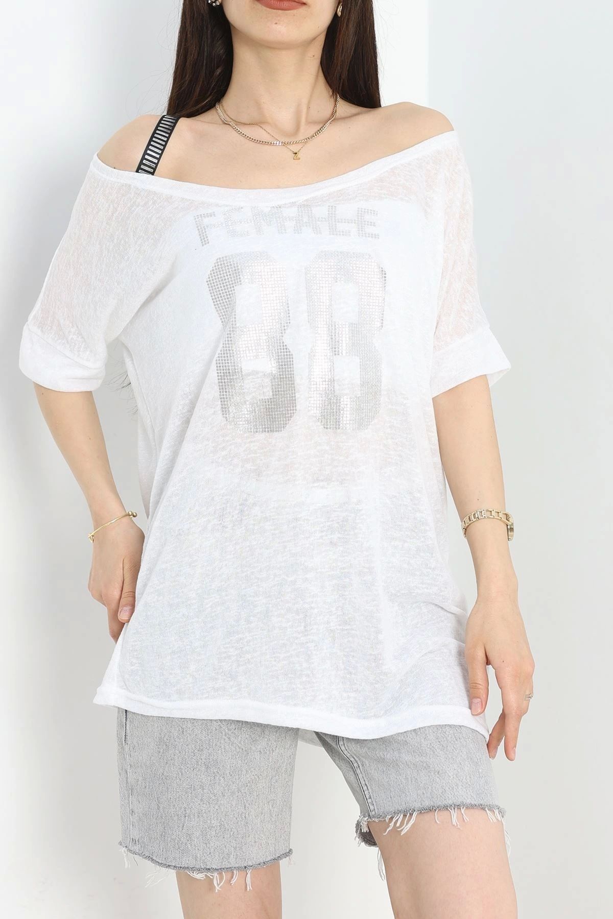 OurStyles Baskılı Tişört Ekru - 70317.1092.