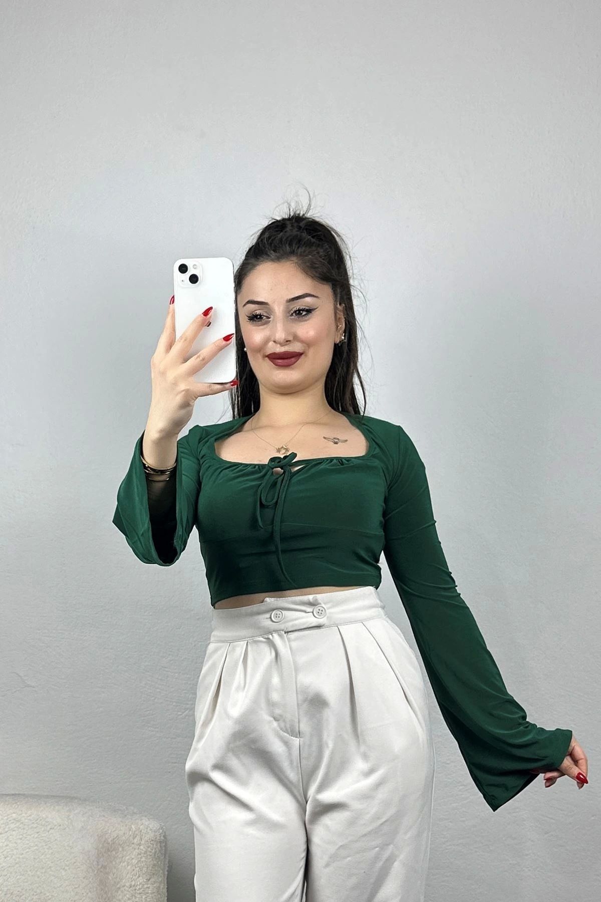 OurStyles İspanyol Kol Crop Bluz Siyah - 60015.1905.