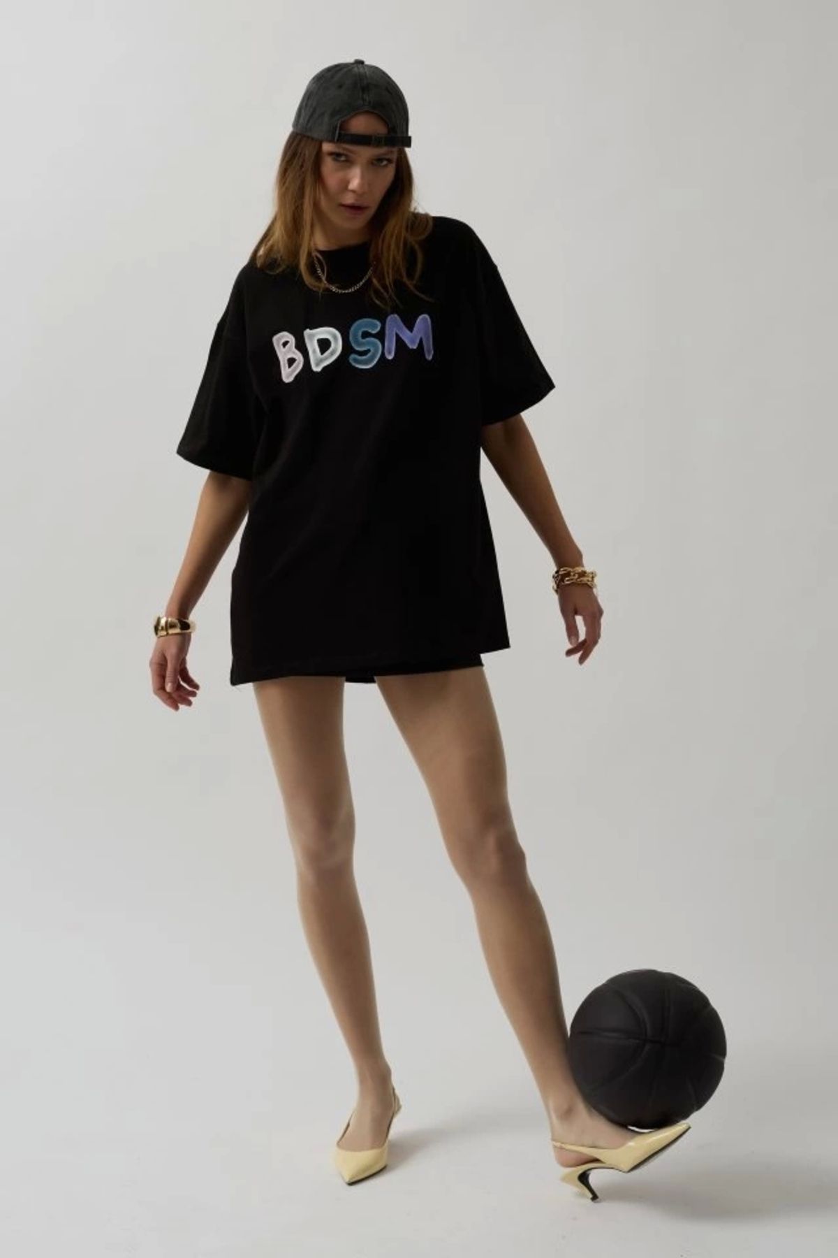 Kaplan Sırt Ve Ön Baskılı Oversize T-Shirt