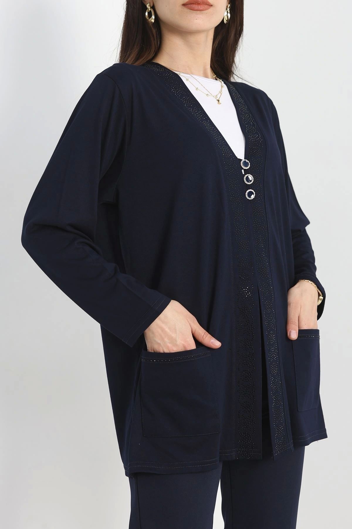 OurStyles Düğme Detaylı Viskon Ceket Siyah - 70266.2011.