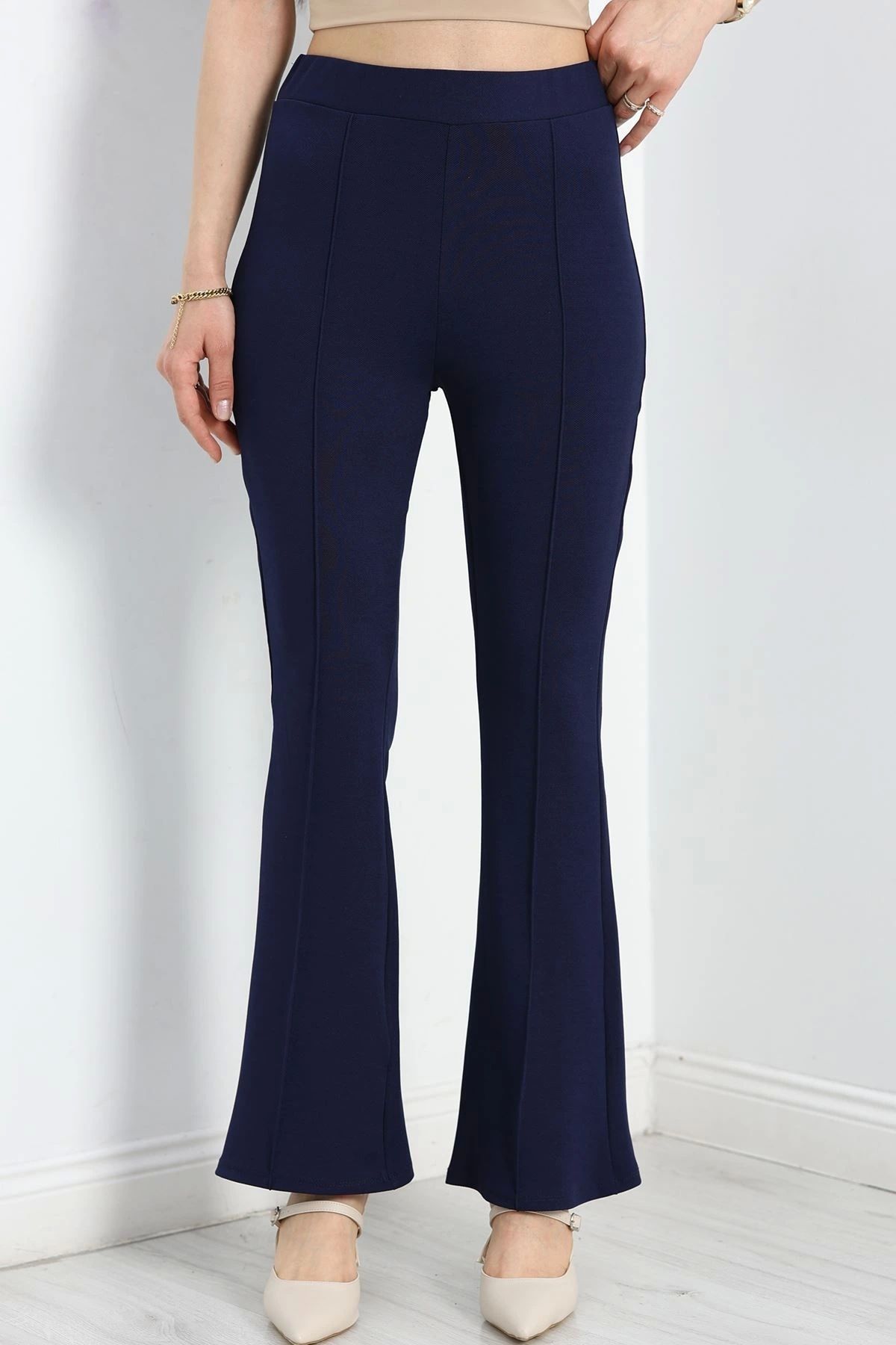 OurStyles Zra Krep Çımalı İspanyol Paça Pantolon Siyah - 30358.1605.