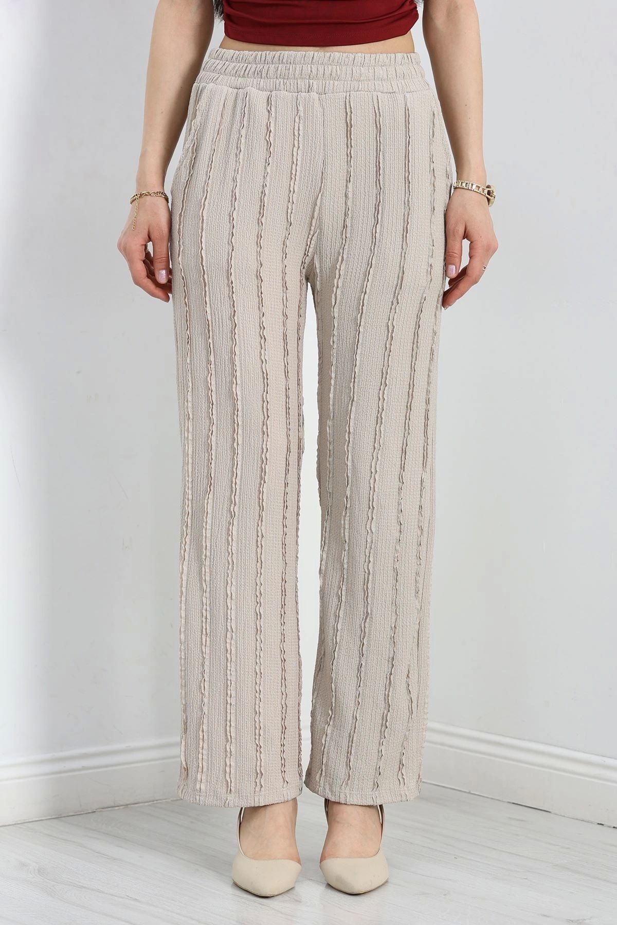 OurStyles Bürümcük Bol Paça Pantolon Vizon - 30355.1837.