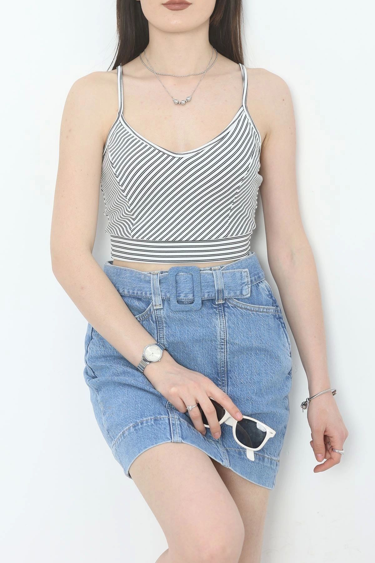 OurStyles İp Askılı Çizgili Atlet Siyah - 70076.1892.