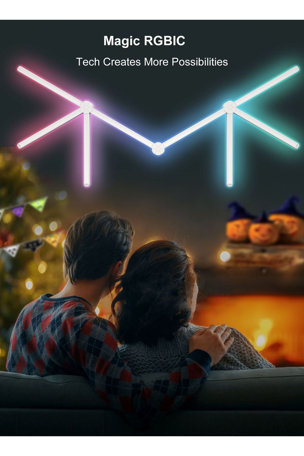 sharpdo-مجموعة شريط إضاءة LED RGB الهندسية المترابطة، تدعم البلوتوث والاتصال بالتطبيق 6