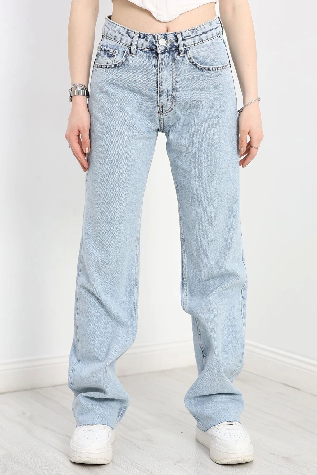OurStyles Kesik Paça Straight Kot Pantolon Buzmavi - 30544.1975.