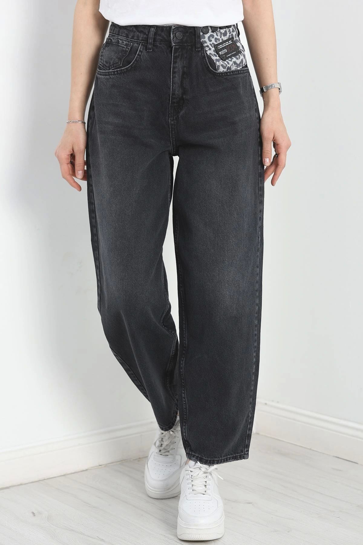 OurStyles Leopar Detay Baggy Kot Pantolon Buzmavi - 30540.1975.