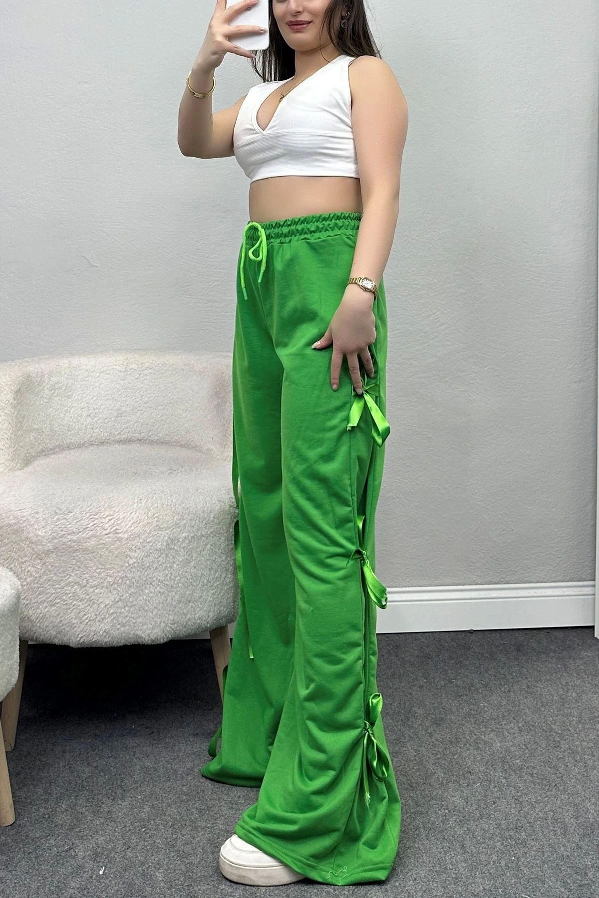 OurStyles Kurdele Detaylı Eşofman Altı Siyah - 50134.1857.