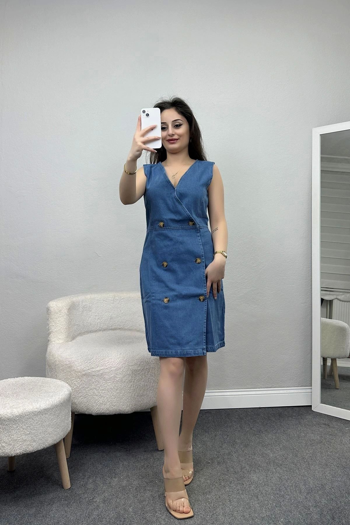 OurStyles Denim Elbise Açıkmavi - 30670.1778.