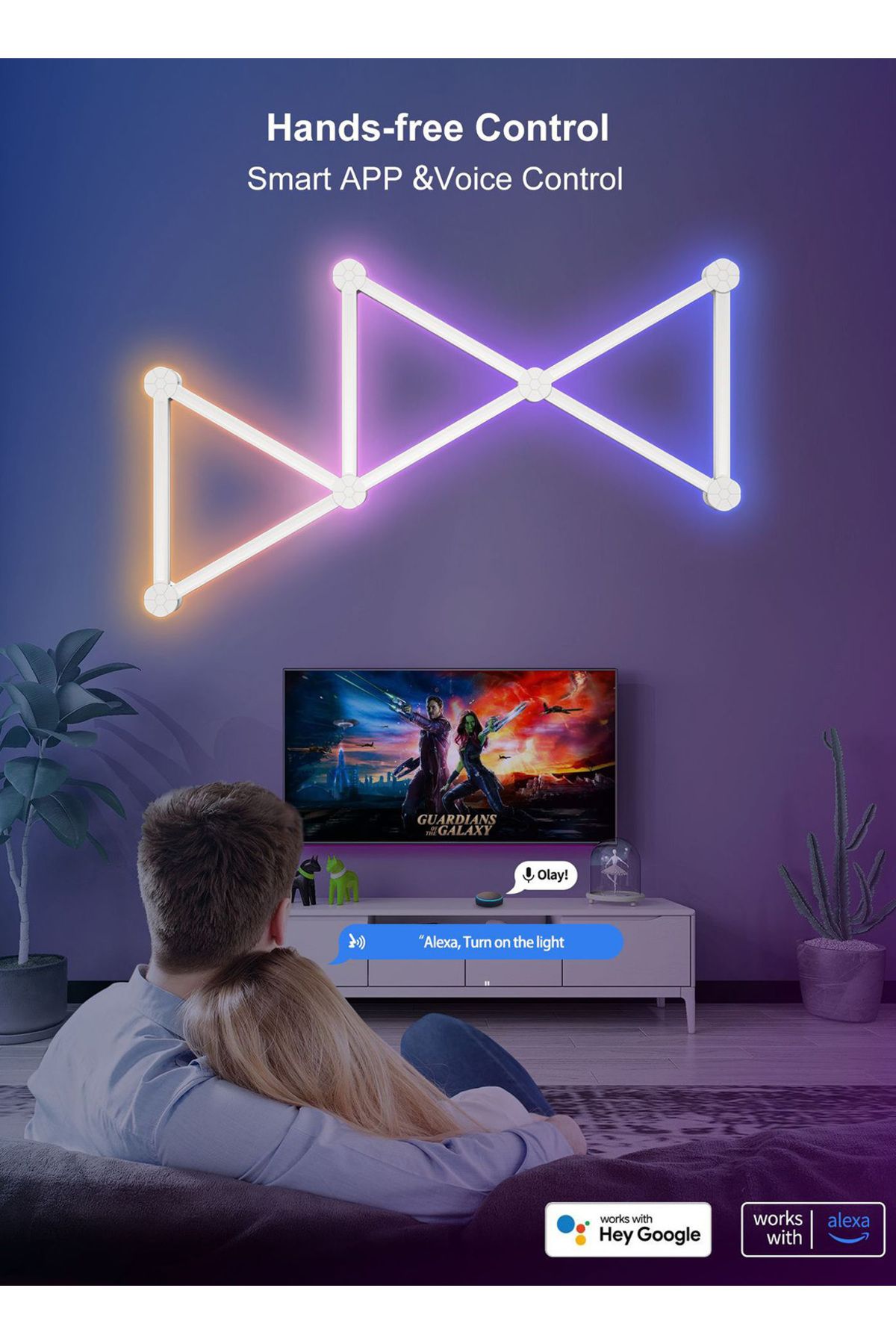 sharpdo-مجموعة شريط إضاءة LED RGB الهندسية المترابطة، تدعم البلوتوث والاتصال بالتطبيق 4