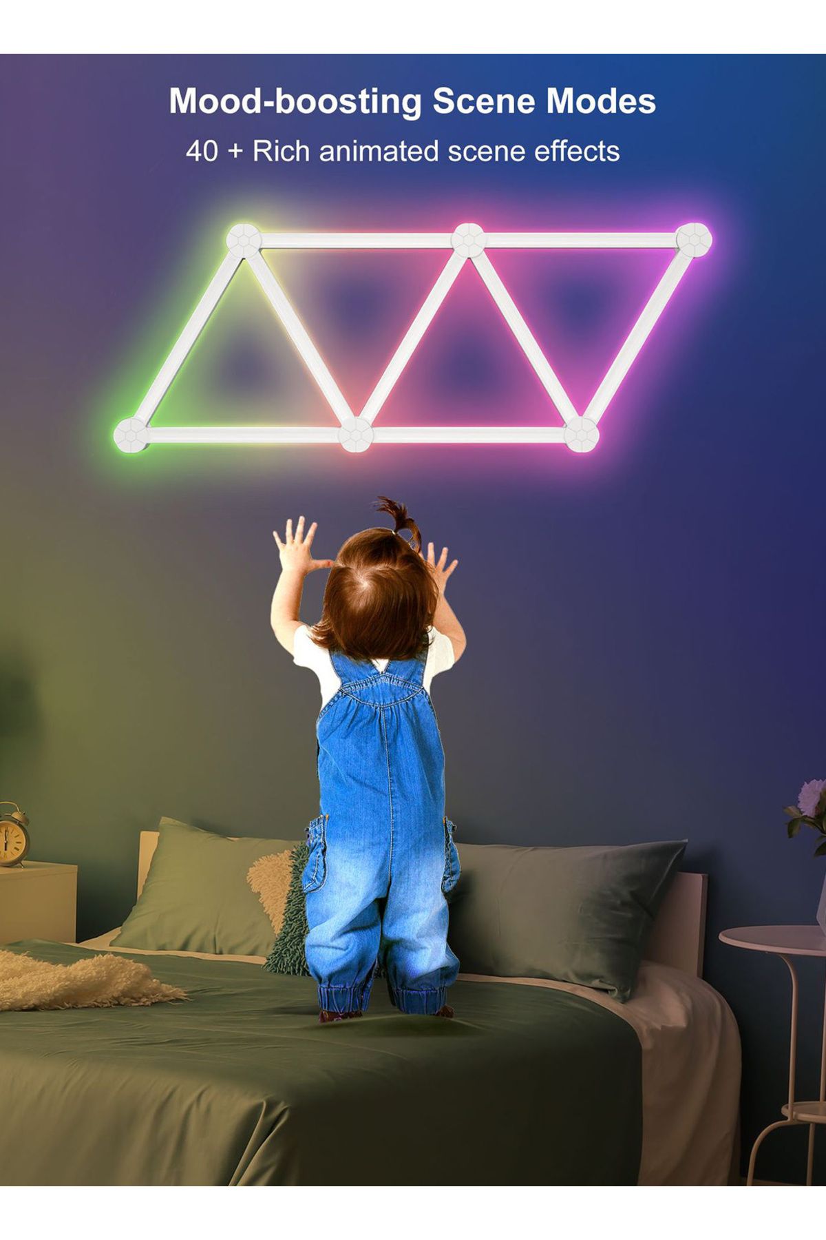 sharpdo-مجموعة شريط إضاءة LED RGB الهندسية المترابطة، تدعم البلوتوث والاتصال بالتطبيق 5