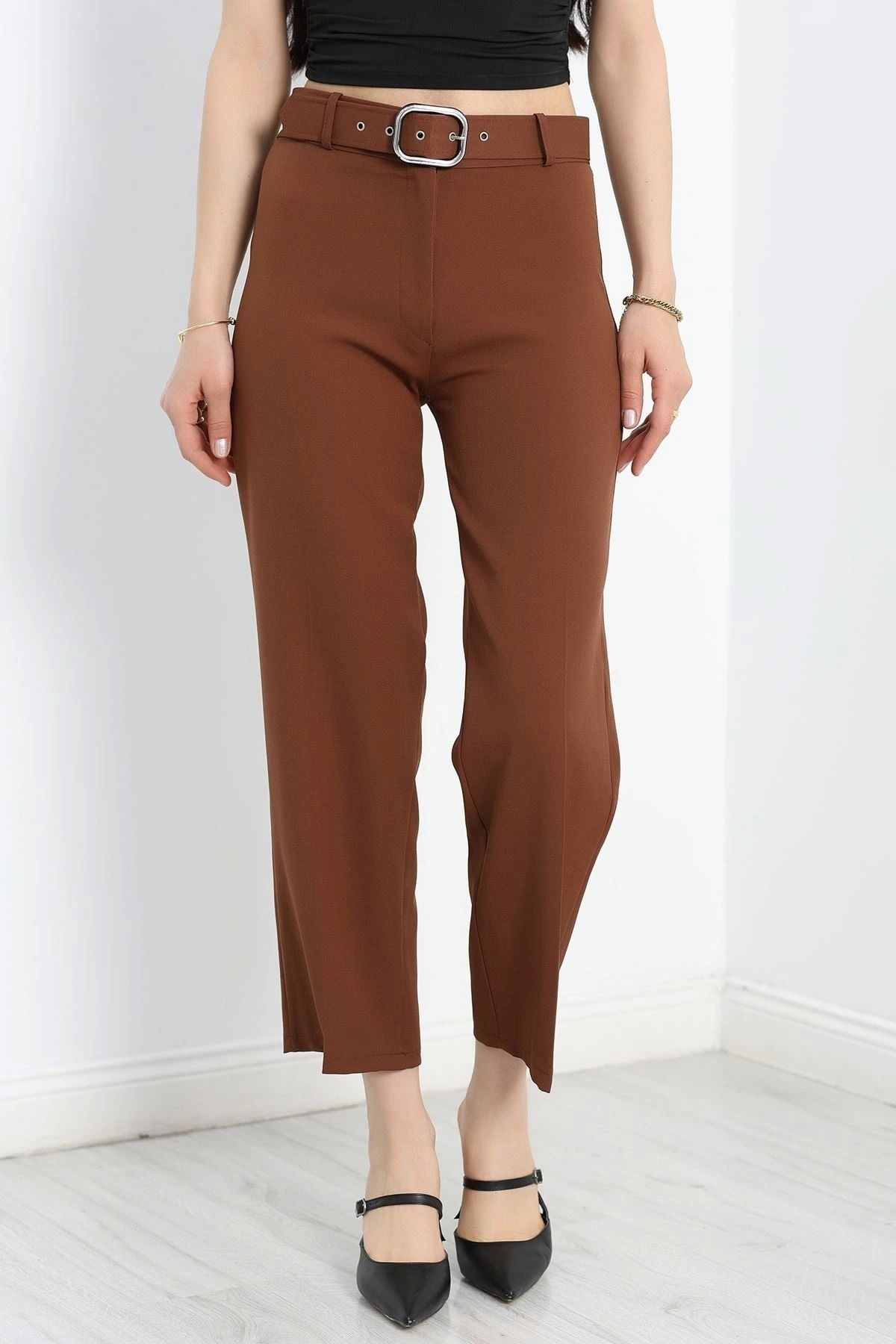 OurStyles Double Kumaş Kemerli Bol Paça Pantolon Lacivert - 20903.1397.