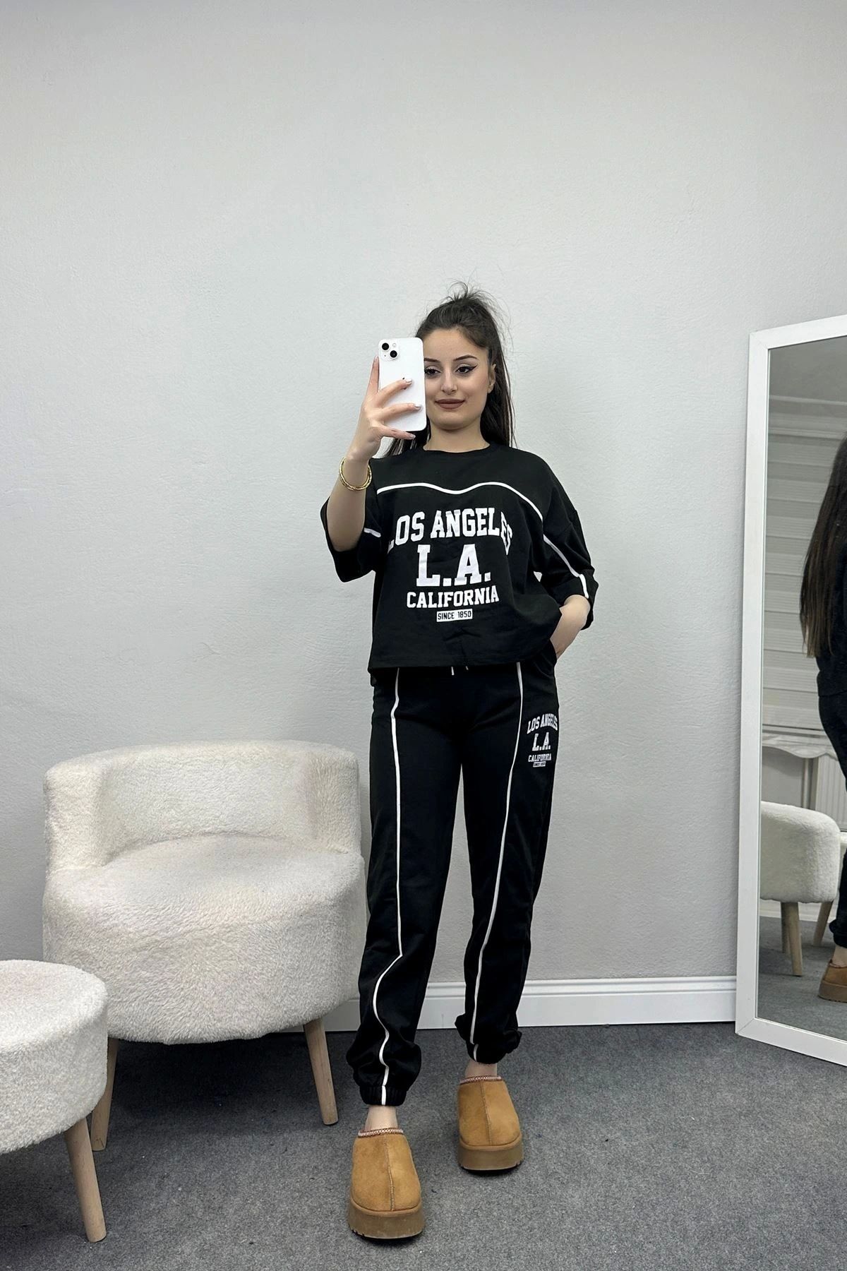 OurStyles Biyeli Eşofman Takımı Siyah - 50315.336.