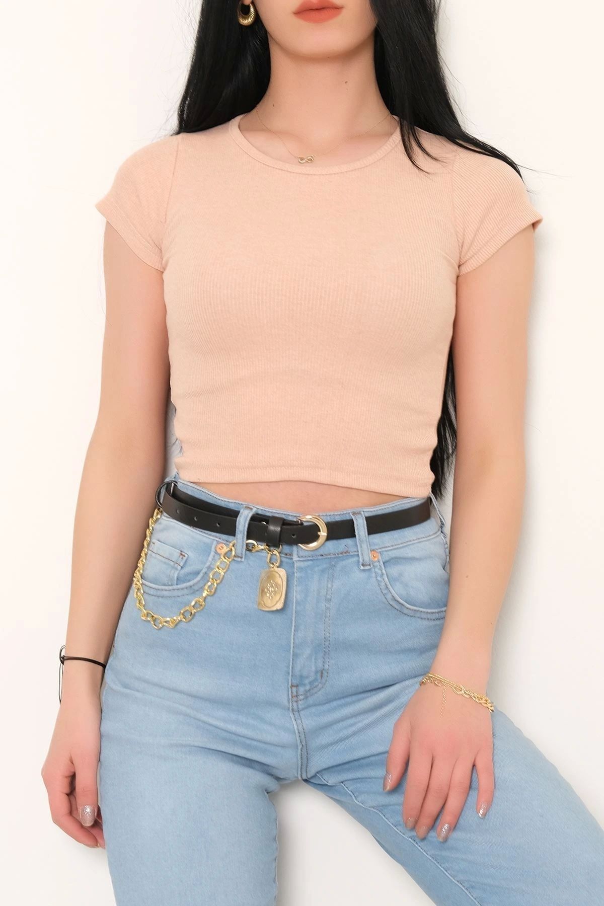 OurStyles Fitilli Bisiklet Yaka Body Koyusomon - 10973.1723.