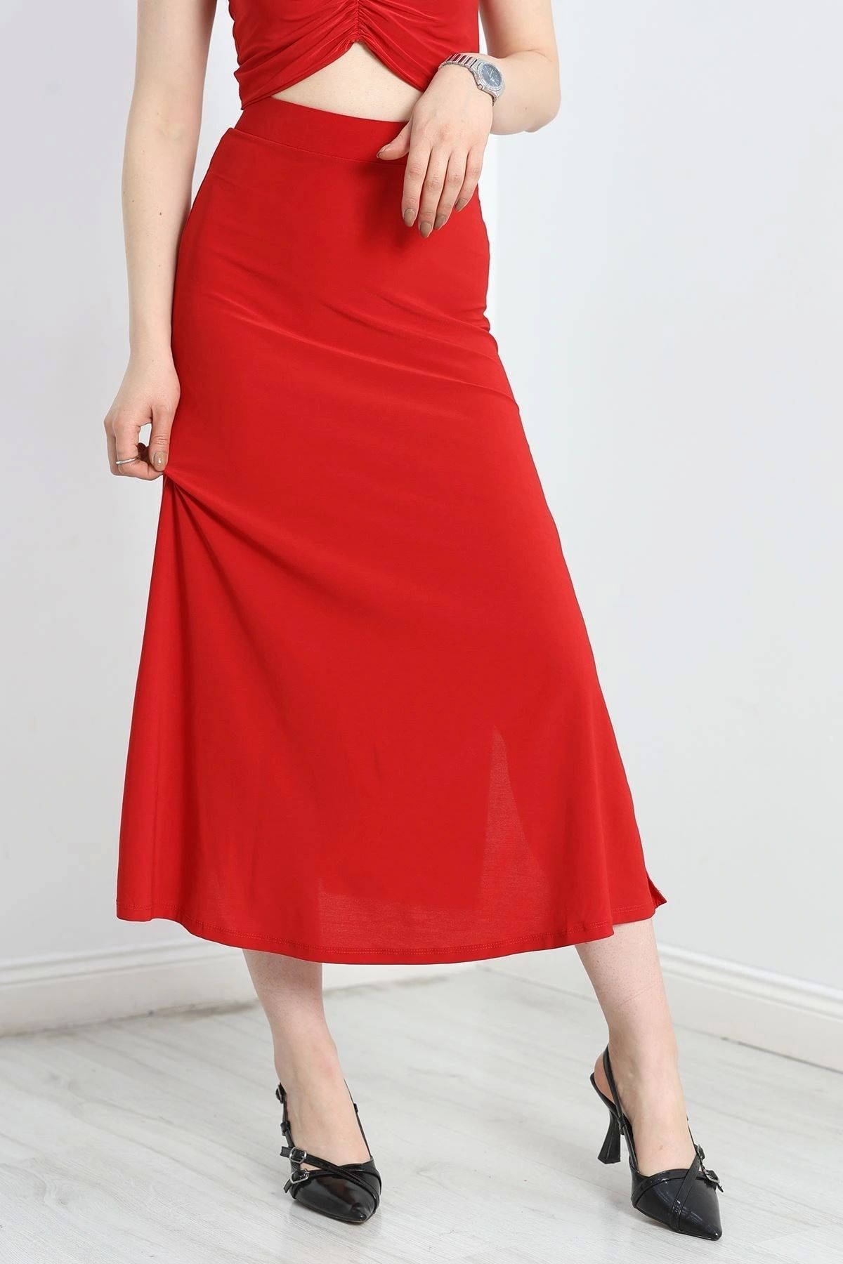 OurStyles Mira Kumaş Etek Zümrüt - 41390.1595.