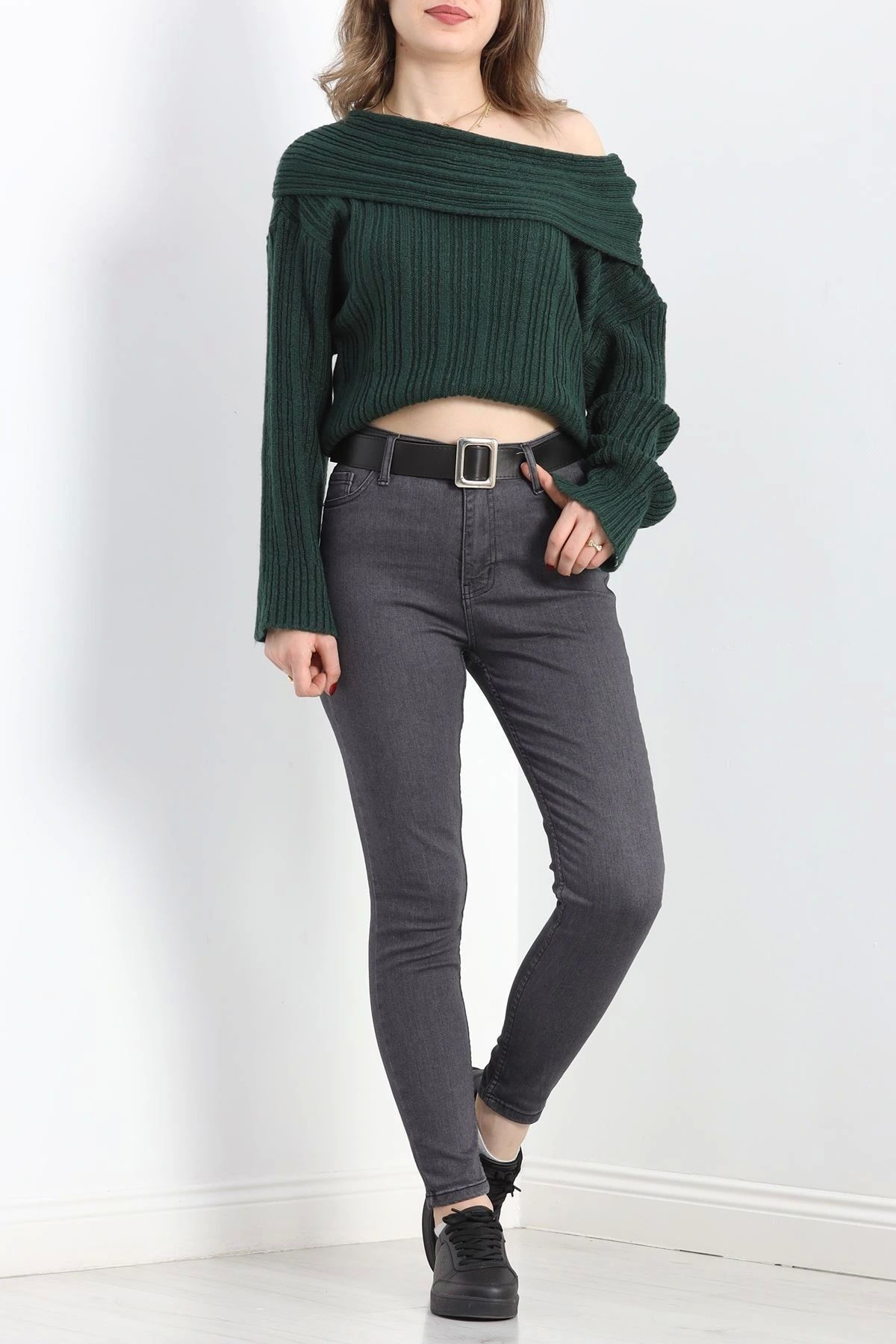 OurStyles Kemerli Dar Paça Kot Pantolon Füme - 19600.1778.