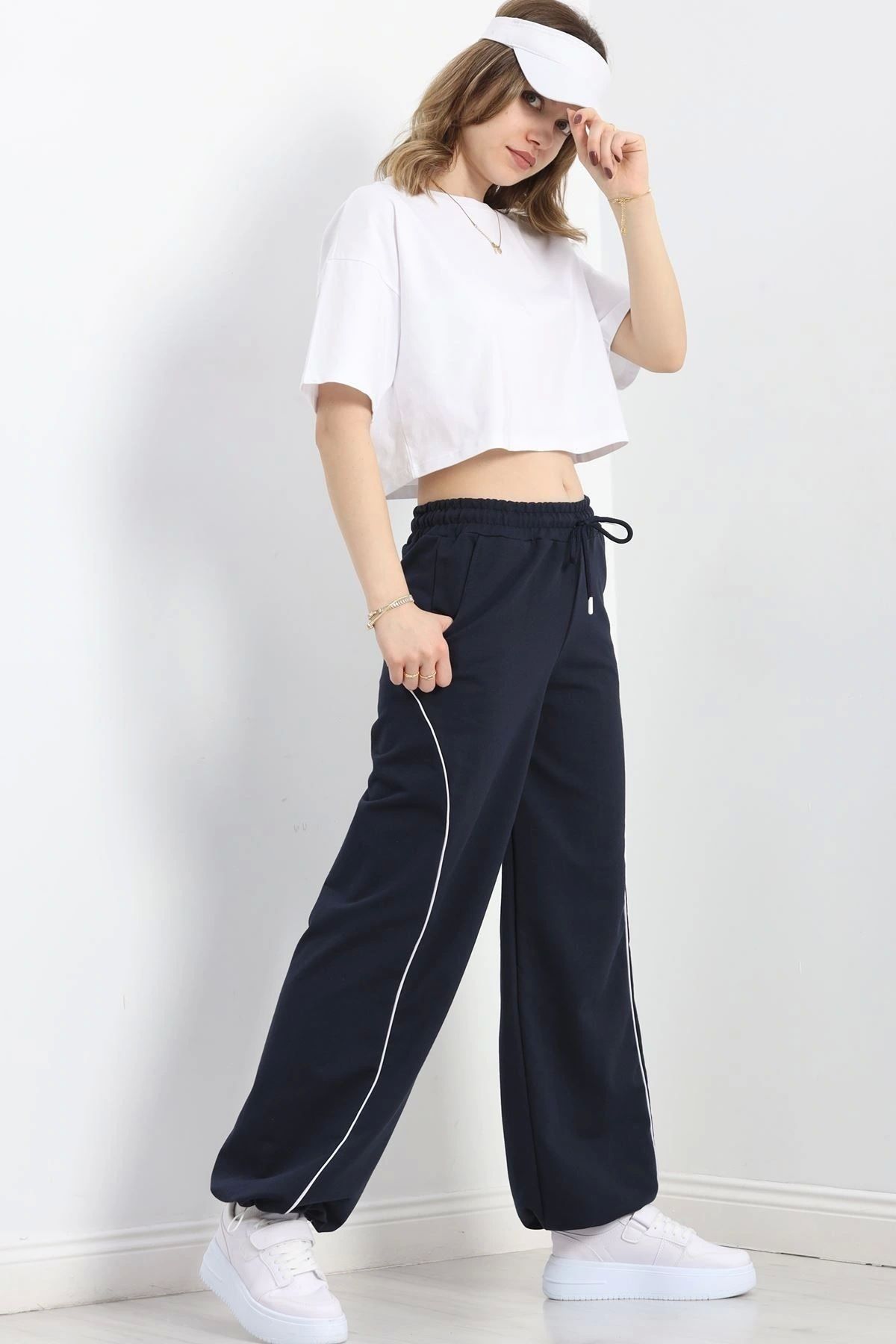 OurStyles Paça Stoperli 2 İplik Eşofman Altı Lacivert - 50058.1857.