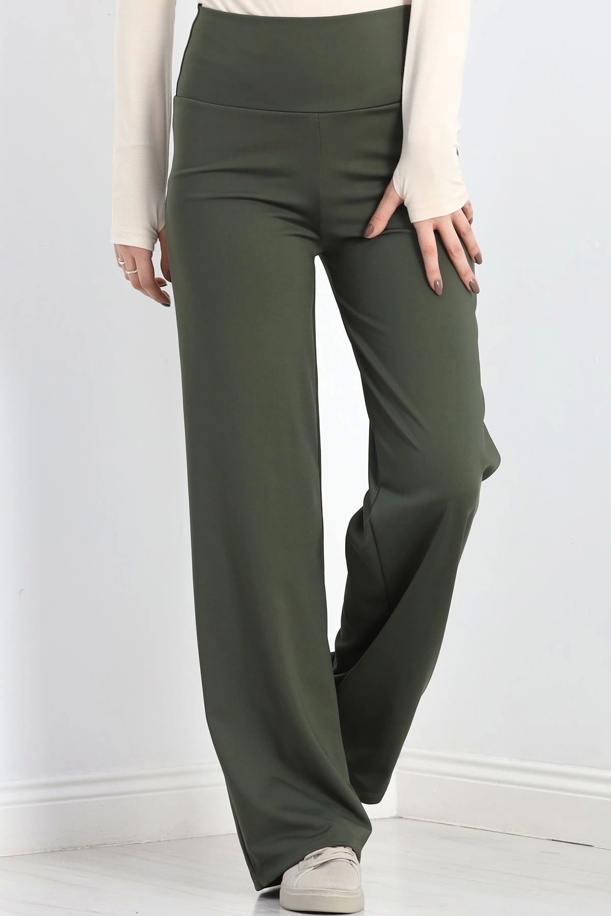 OurStyles Dalgıç Şardonlu Lastikli Pantolon Haki - 30096.1837.