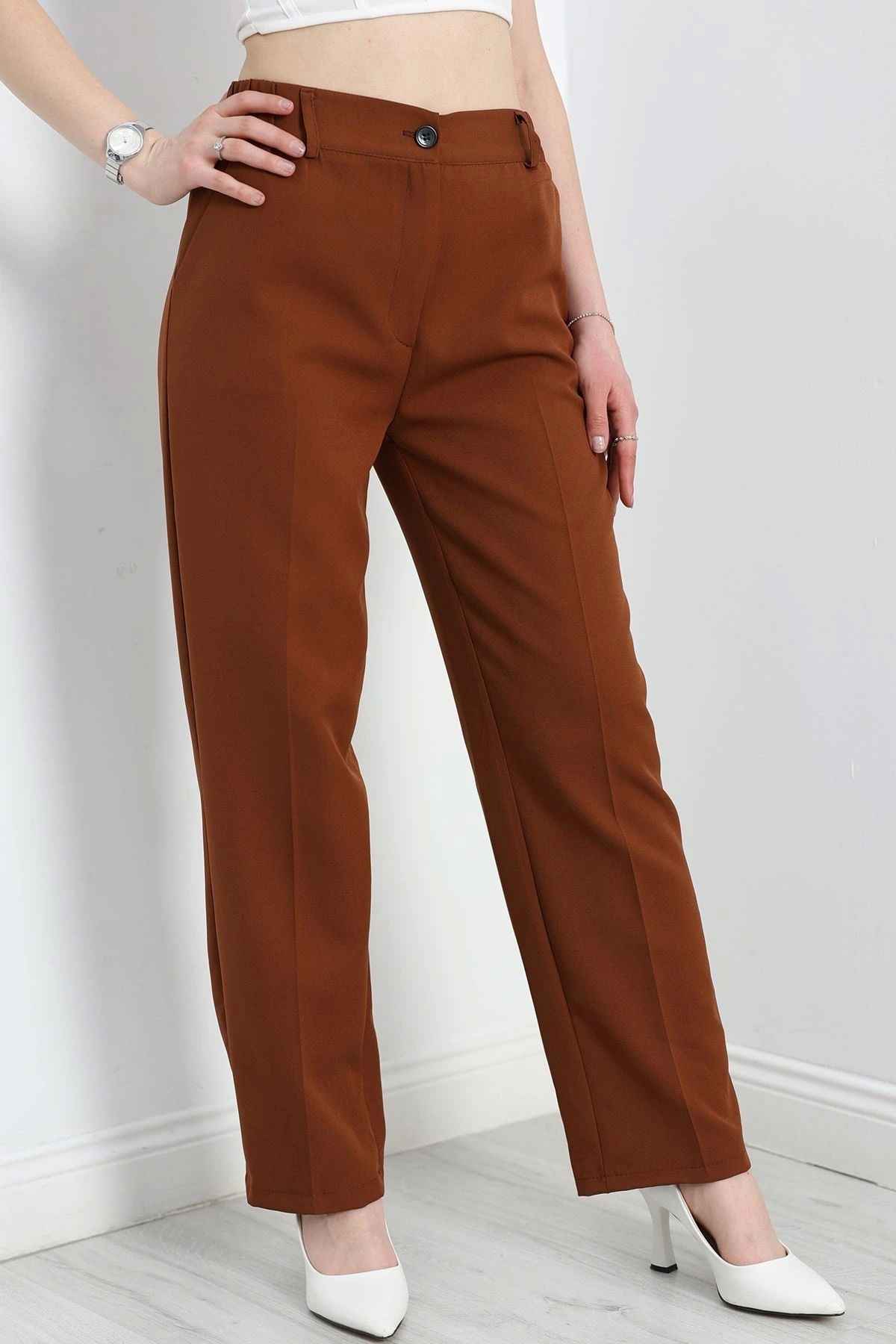 OurStyles Bel Lastikli Dabıl Kumaş Pantolon Bisküvi - 30370.1397.