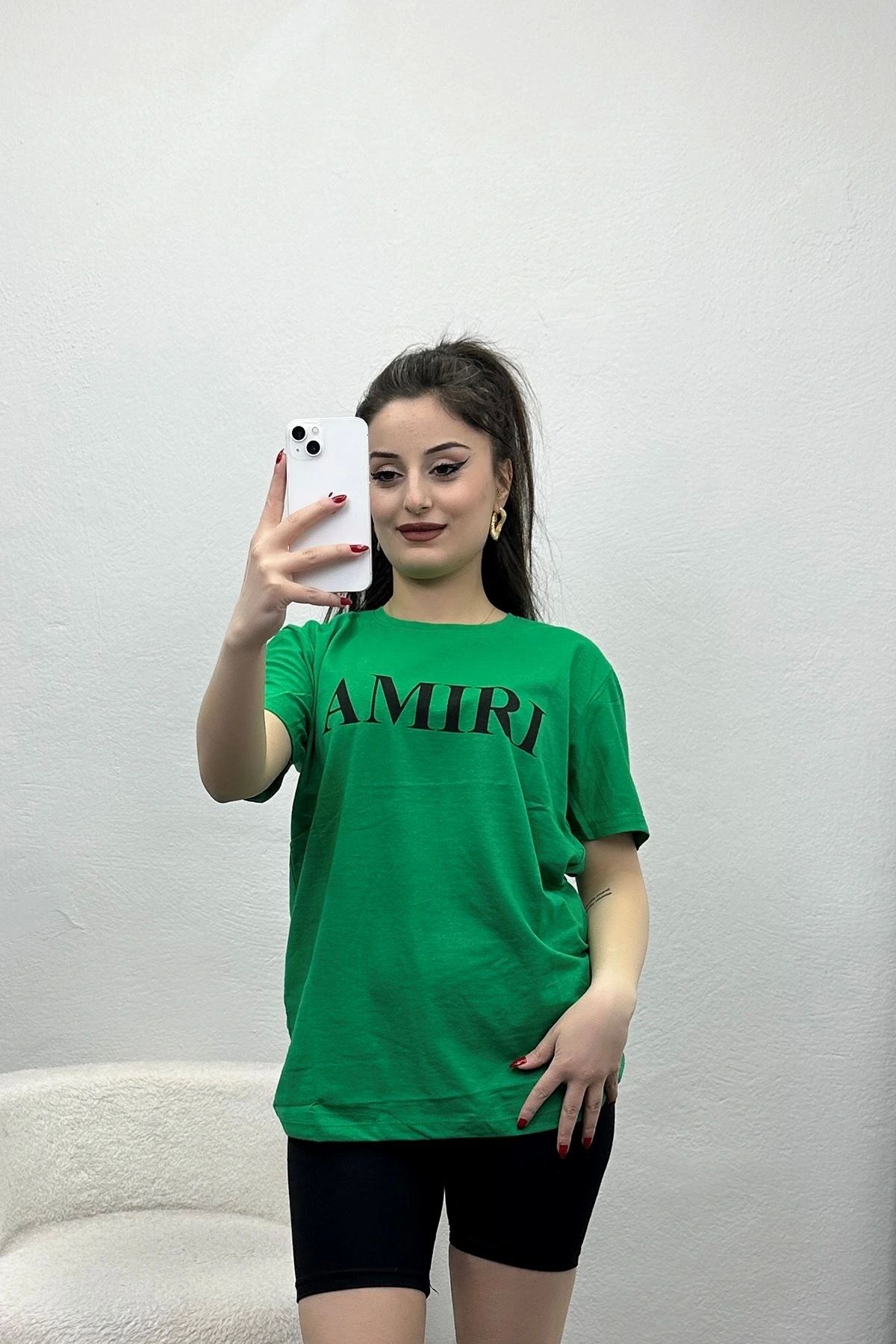 OurStyles Baskılı Oversize Tişört Koyuyeşil - 17375.1778.