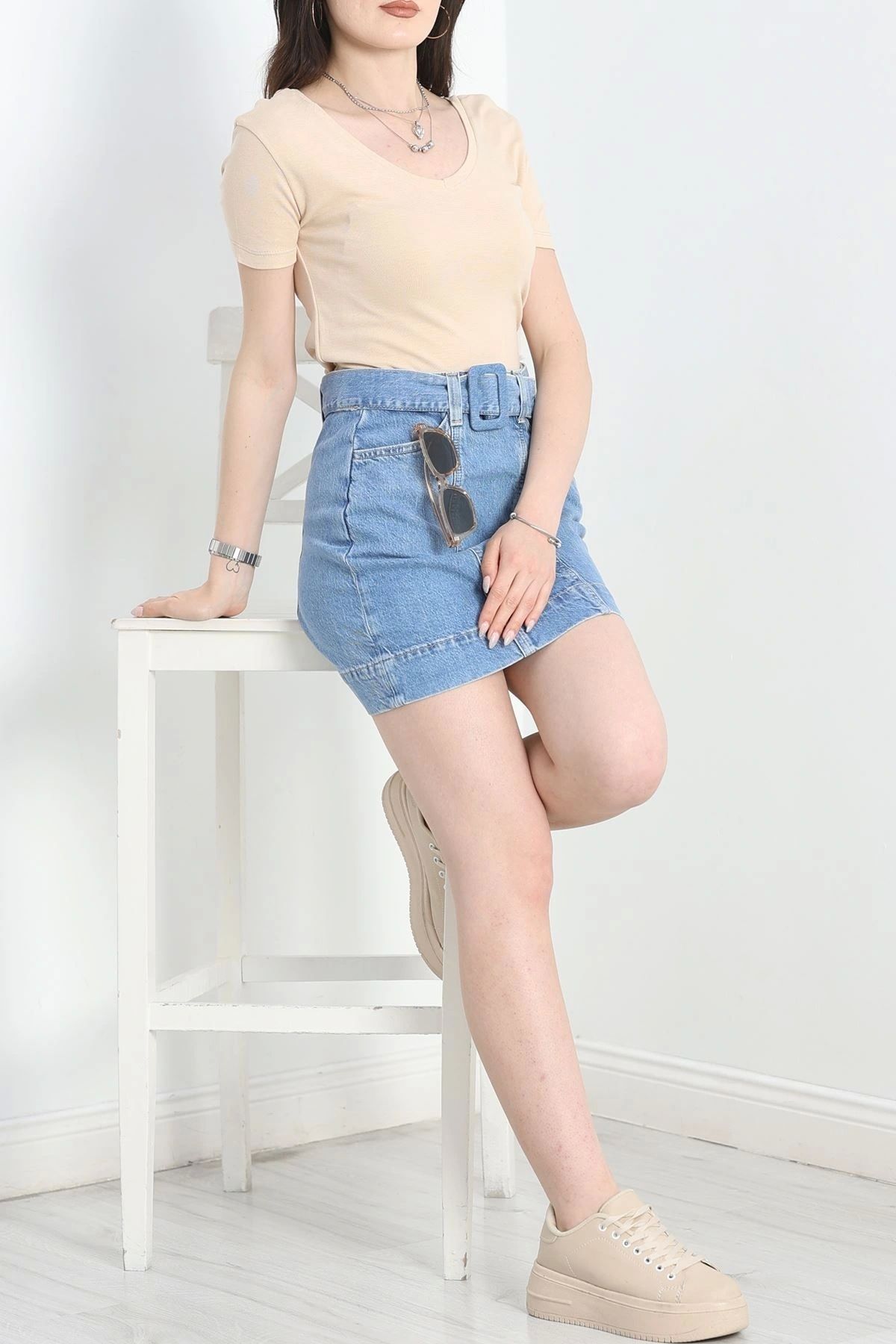 OurStyles Ön Arka V Yaka Crop Bluz Siyah - 41250.1723.