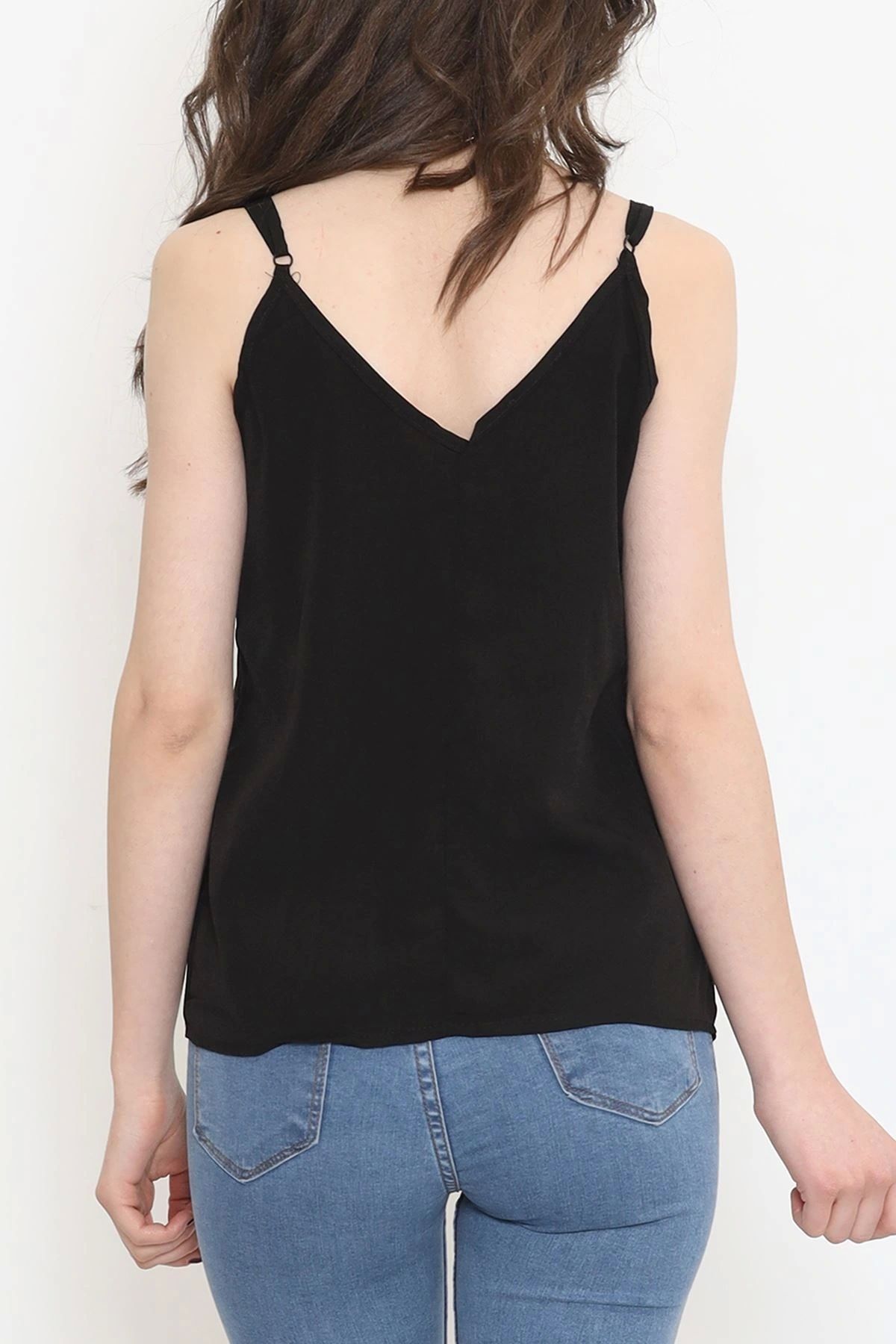 OurStyles Dantelli Saten Bluz Siyah - 689.1247.