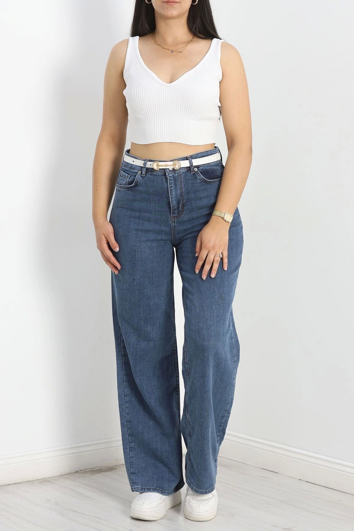 OurStyles Büyük Beden Palazzo Kot Pantolon Mavi - 41260.1431.